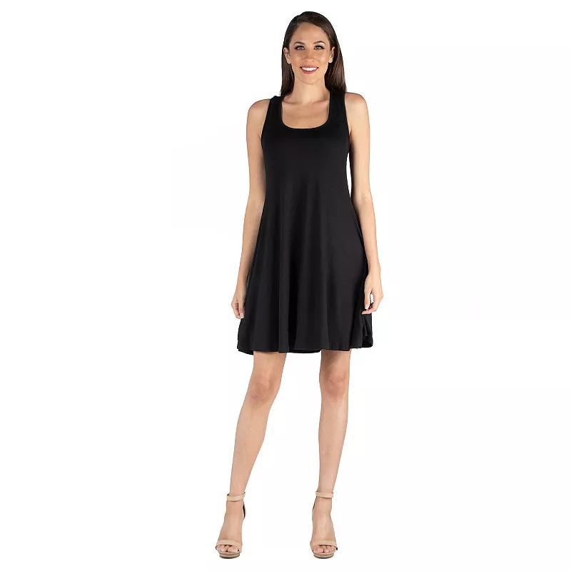 Women's 24seven Comfort Apparel Sleeveless A-Line Fit and Flare Dress, Size: XL, Black Product Image