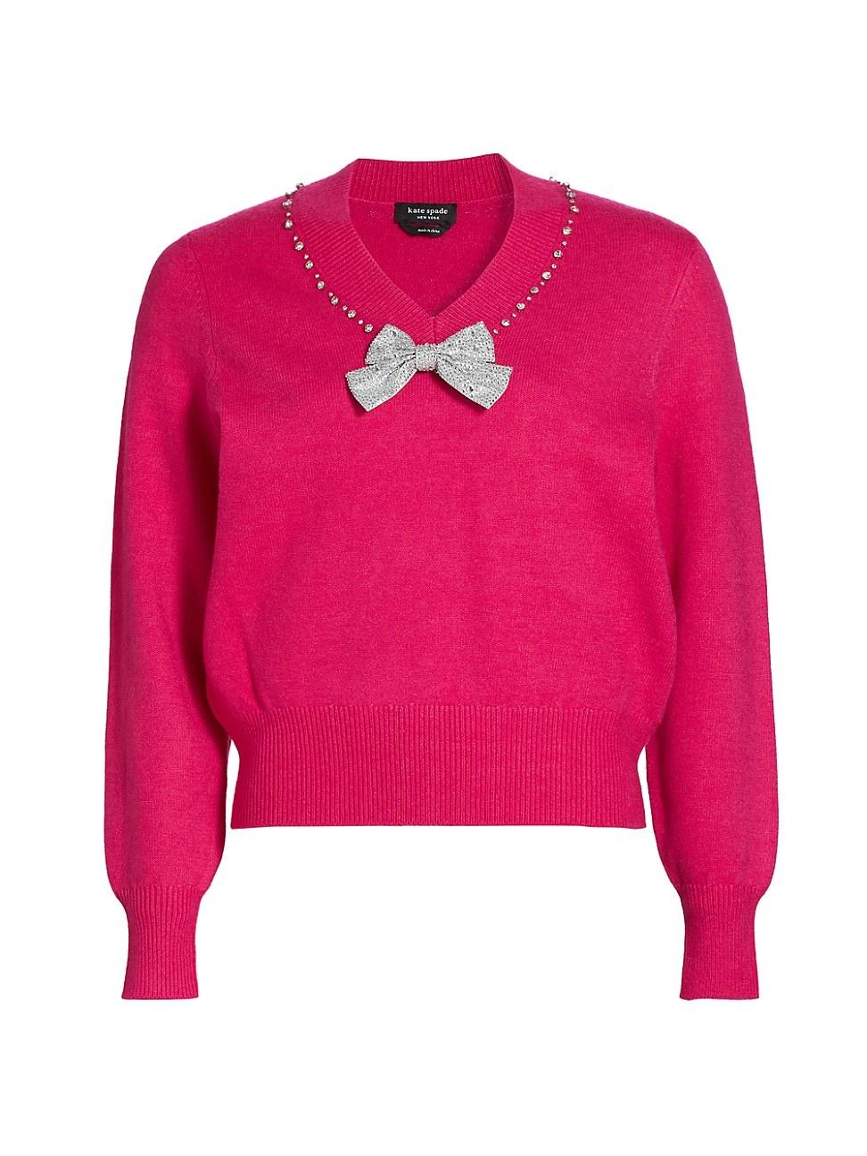 Womens Mainline Embellished V-Neck Sweater Product Image