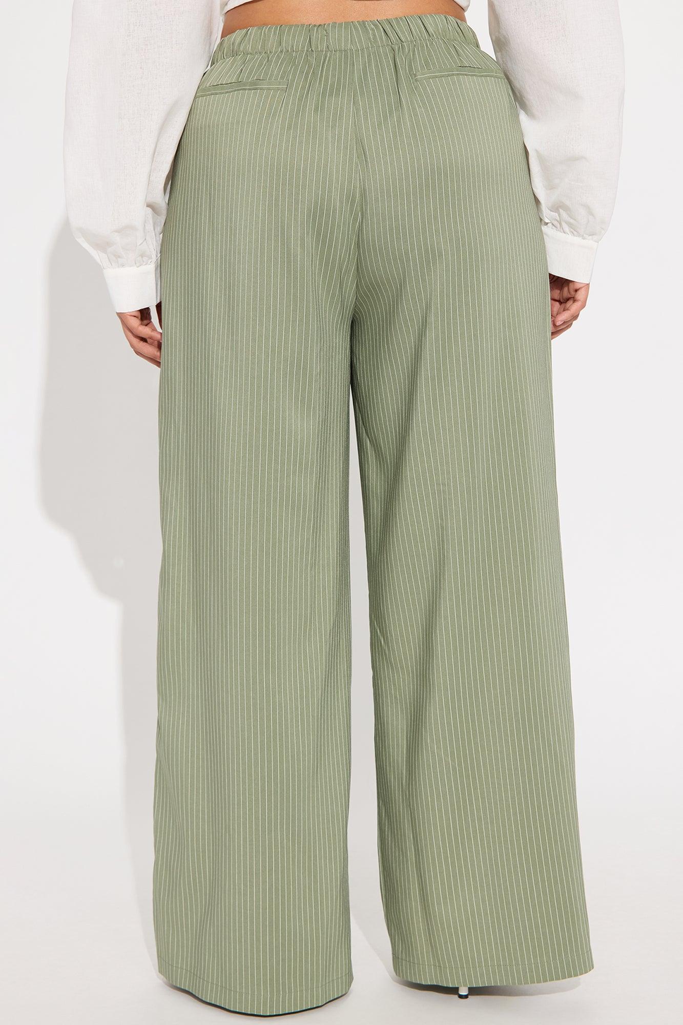 Until Next Time Pinstripe Trouser - Sage Product Image