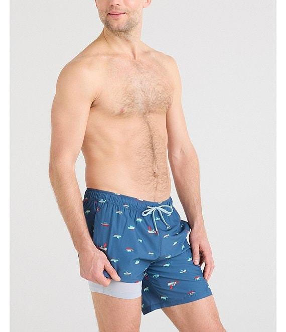 SAXX Oh Buoy 2N1 Boat Print 7#double; Inseam Volley Swim Shorts Product Image