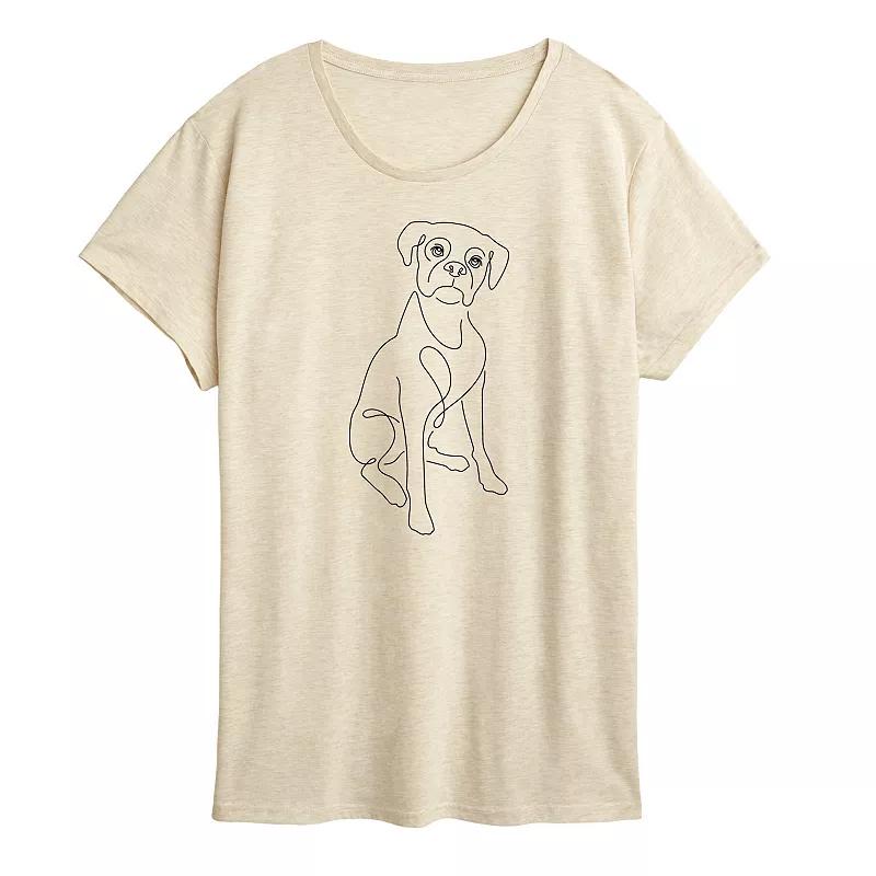 Women's Simple Line Drawing Of Dog Graphic Tee,  Product Image