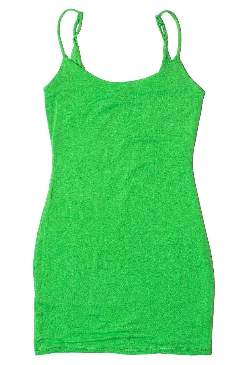 Bright Green Double Layer Cami Mini Dress Product Image