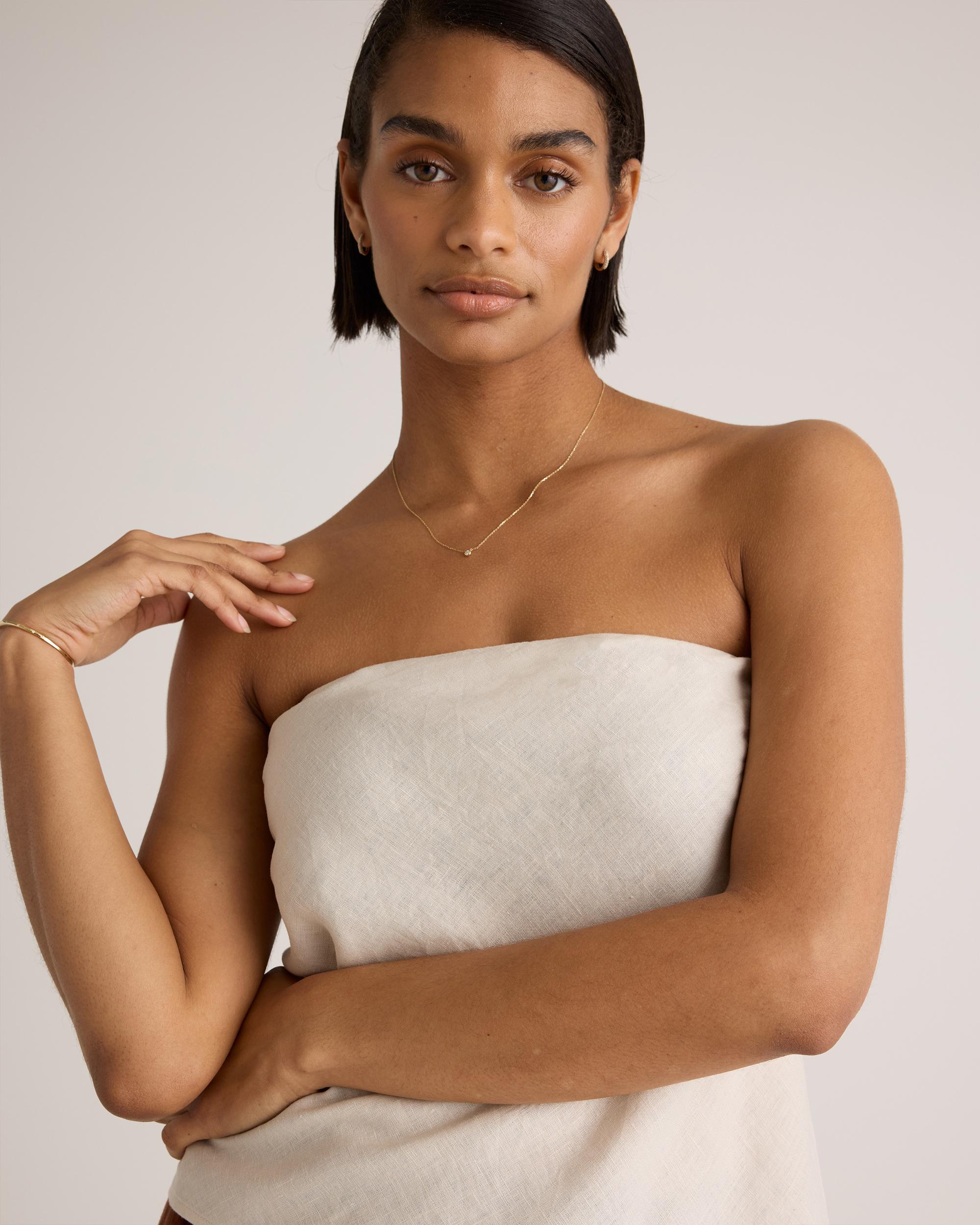 Quince | Women's 100% European Linen Strapless Top Size XL Product Image