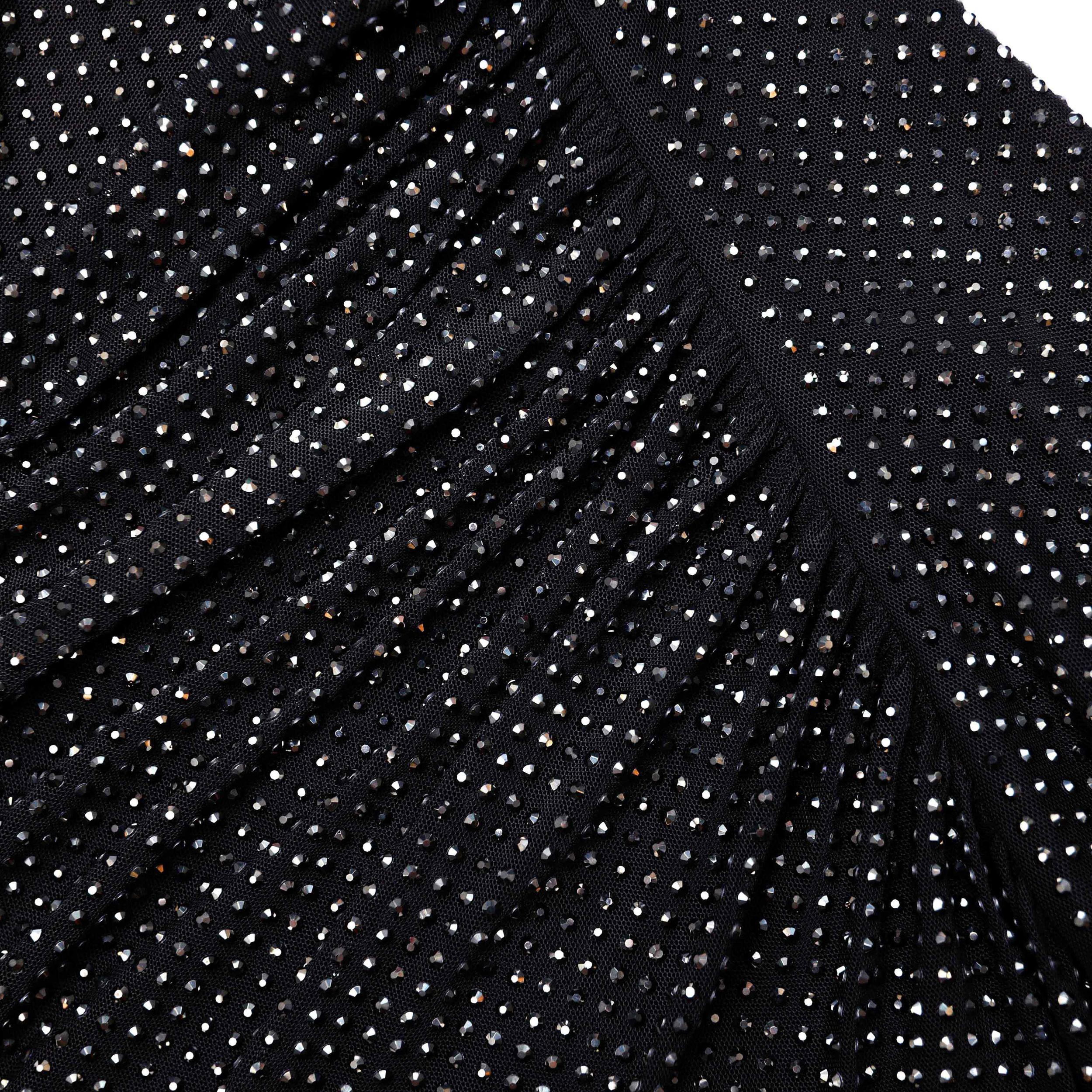 Black Rhinestone Mesh Cut Out Maxi Dress Product Image