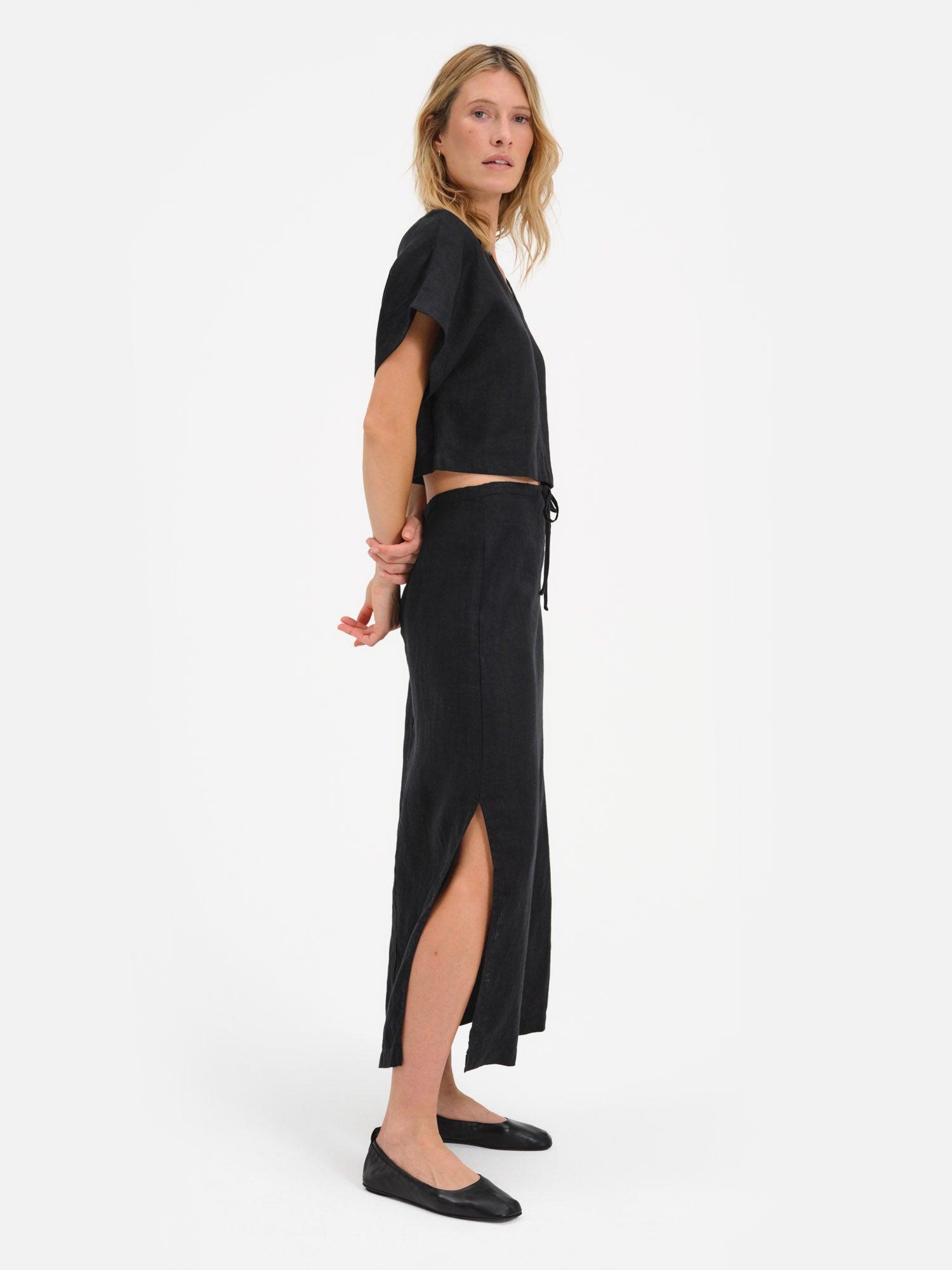 Organic Linen Midi Skirt Female Product Image