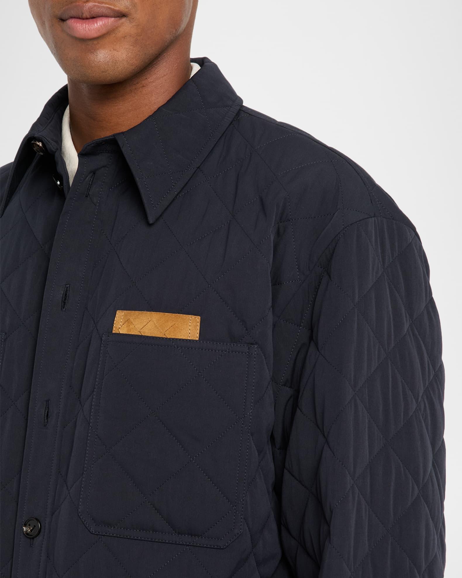 Men's Quilted Overshirt with Suede Intrecciato Patch  Product Image