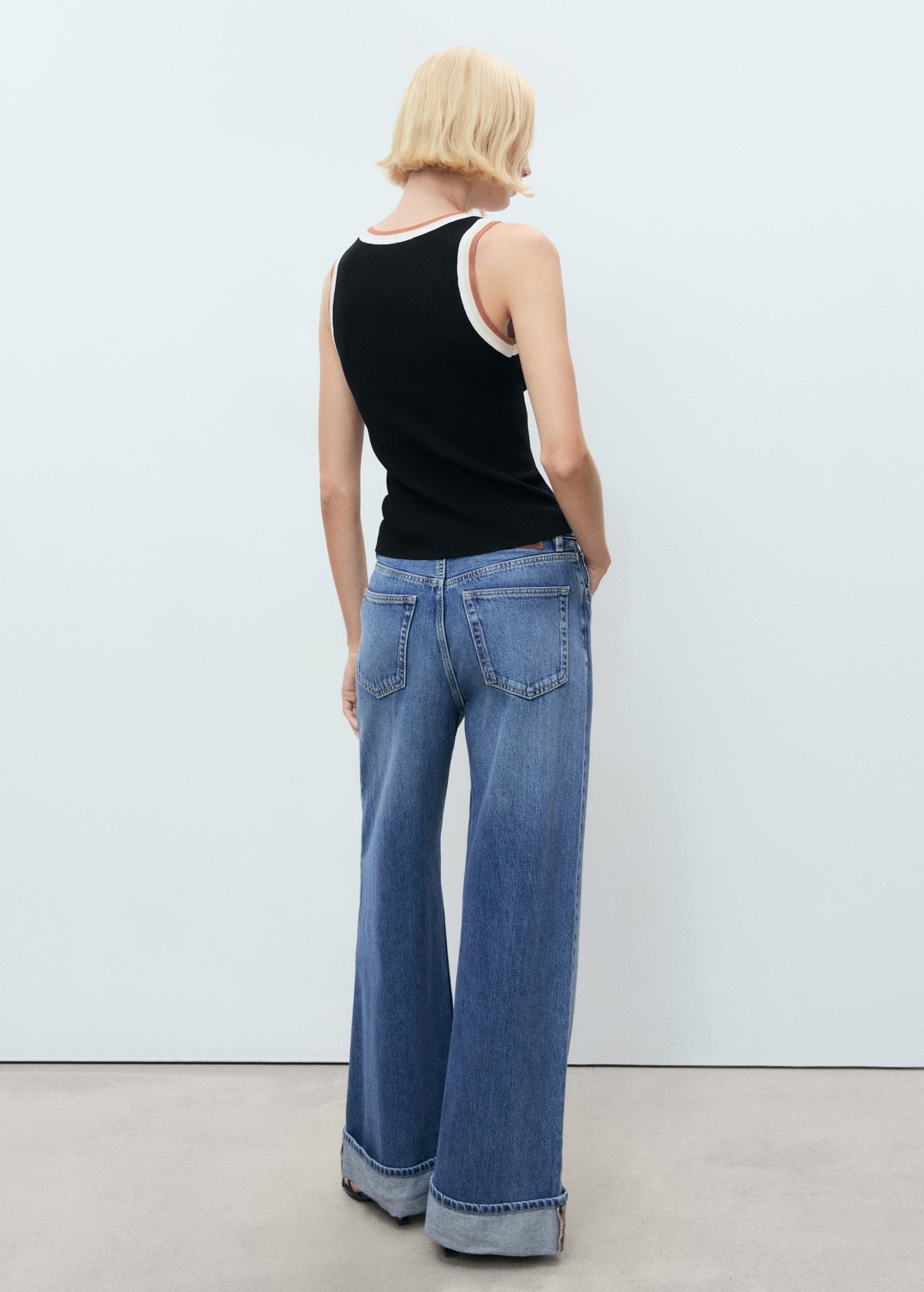 Knitted top with contrast details - Women | MANGO USA Product Image