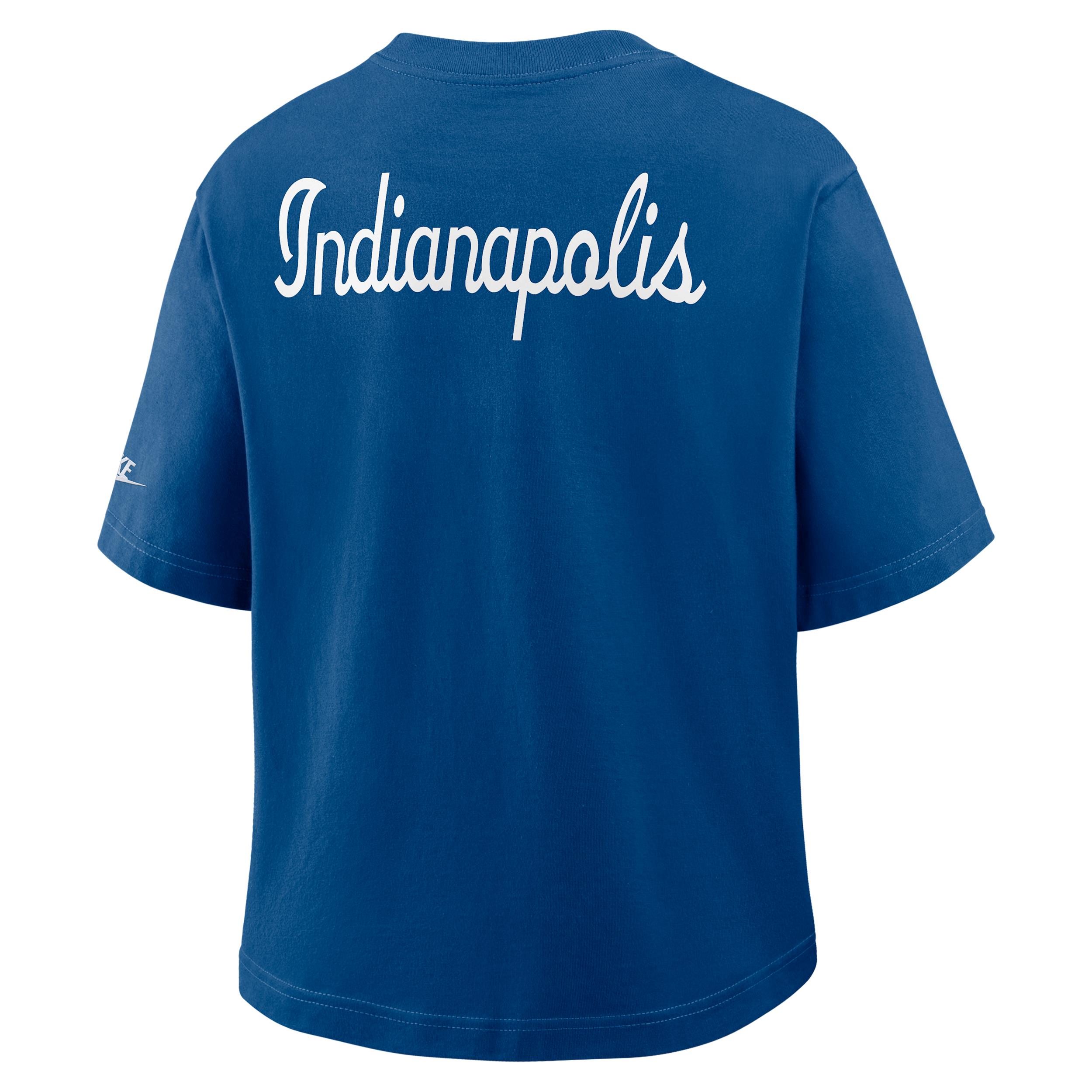 Indianapolis Colts Rewind Pocket Boxy Nike Womens NFL T-Shirt | 11CM4LB89V-WZ9 Product Image