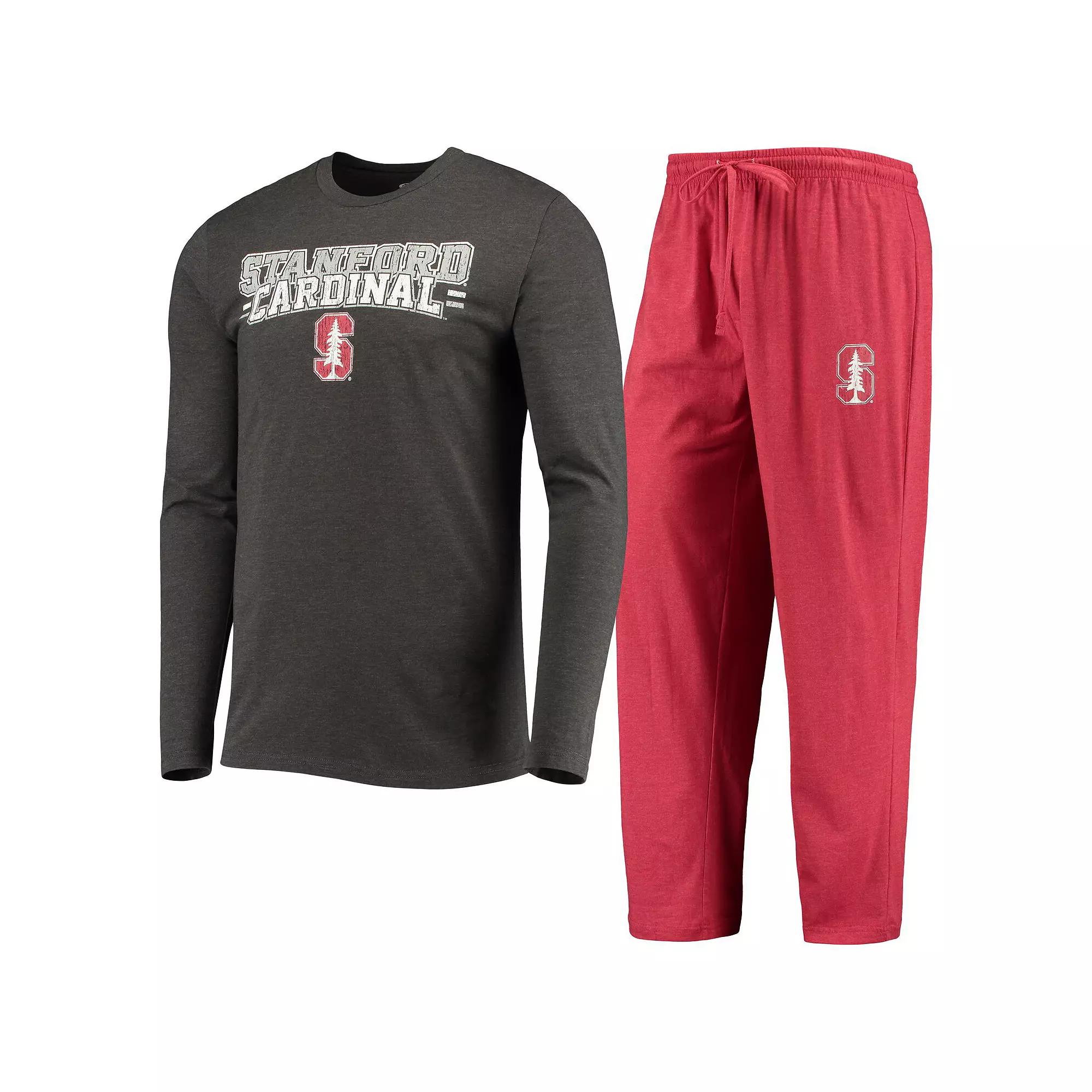 Men's Concepts Sport Cardinal/Heathered Charcoal Stanford Cardinal Meter Long Sleeve T-Shirt & Pants Sleep Set,  Product Image