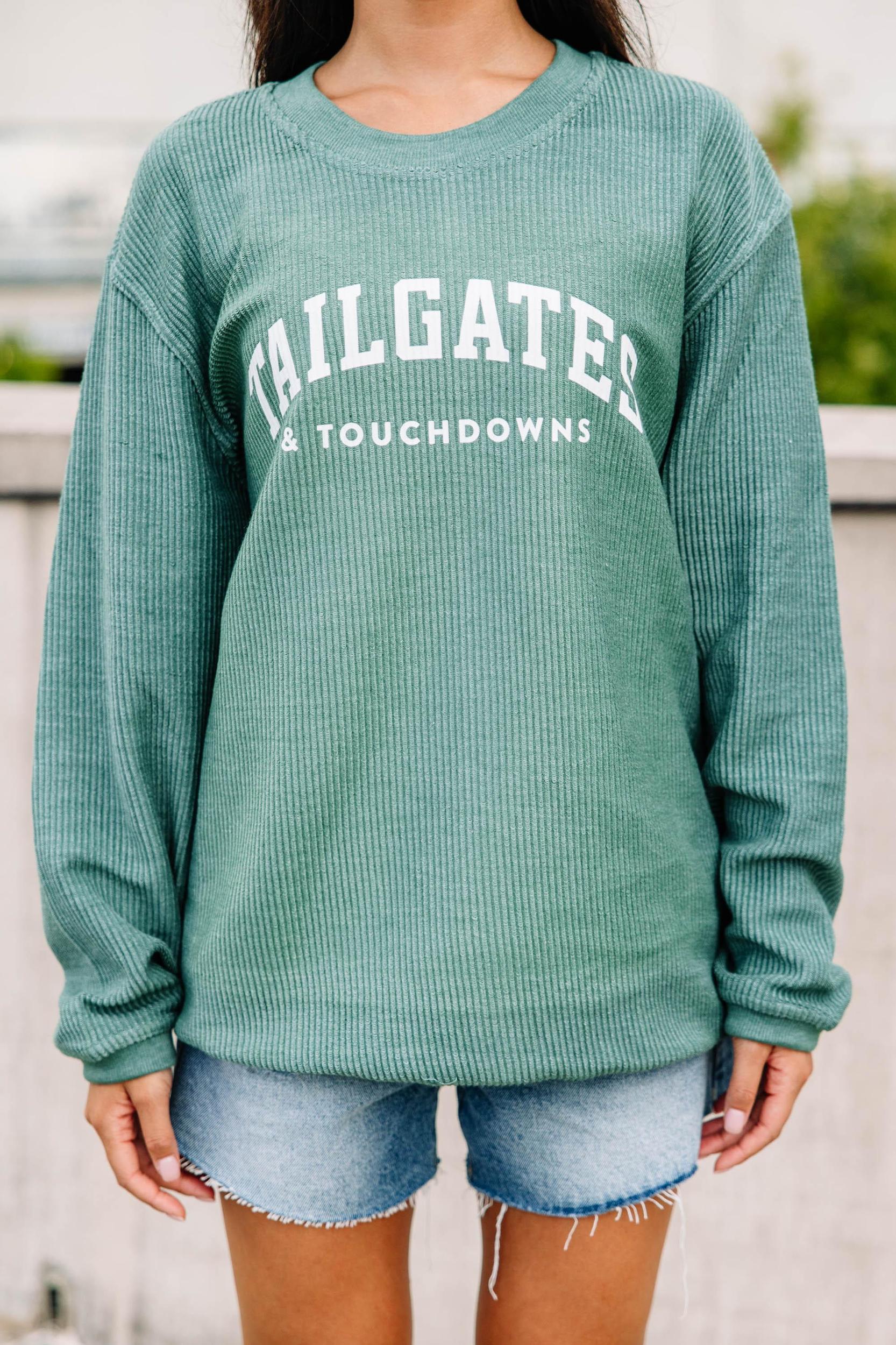 Tailgates and Touchdowns Green Corded Graphic Sweatshirt Female Product Image