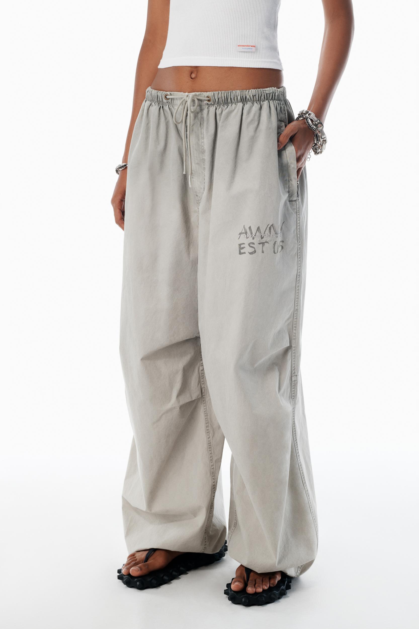 Grey Parachute Pants With Logo Print Product Image
