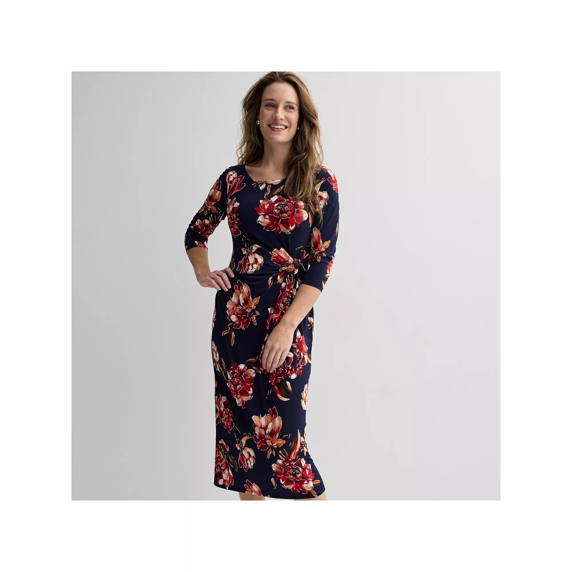 Women's Robbie Bee Faux Wrap Midi Dress, Size: XL, Navy Pink Product Image