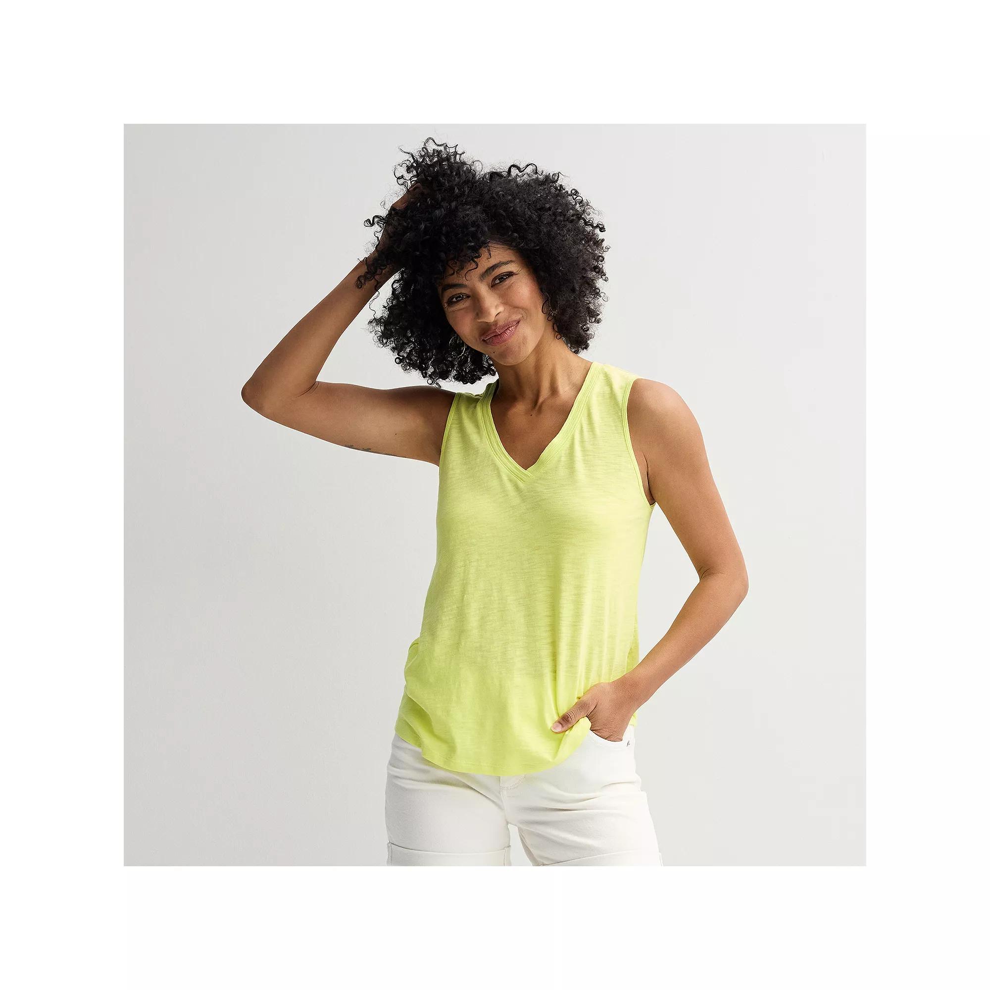 Women's Sonoma Goods For Life® Elevated V-Neck Tank Top, Size: Medium, Yellow Daisy Product Image