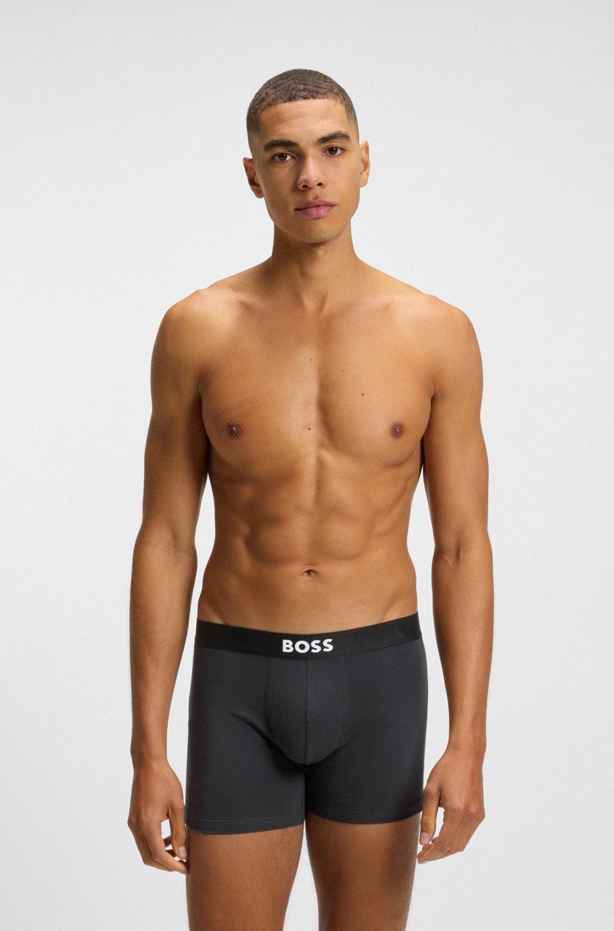 BOSS - Three-pack of boxer briefs in stretch cotton - Patterned Product Image