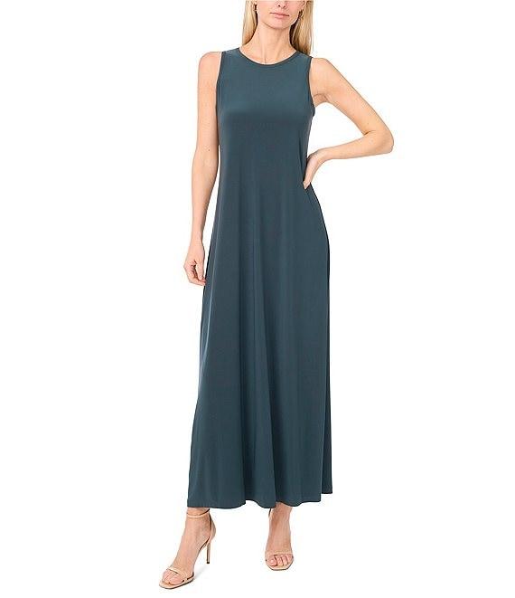 Vince Camuto Sleeveless Keyhole Back Crew Neck A-Line Maxi Dress Product Image