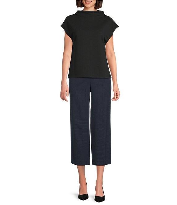 Investments Blue/Black PARK AVE Fit Elite Stretch Pull-On Wide Leg Crop Pants Product Image