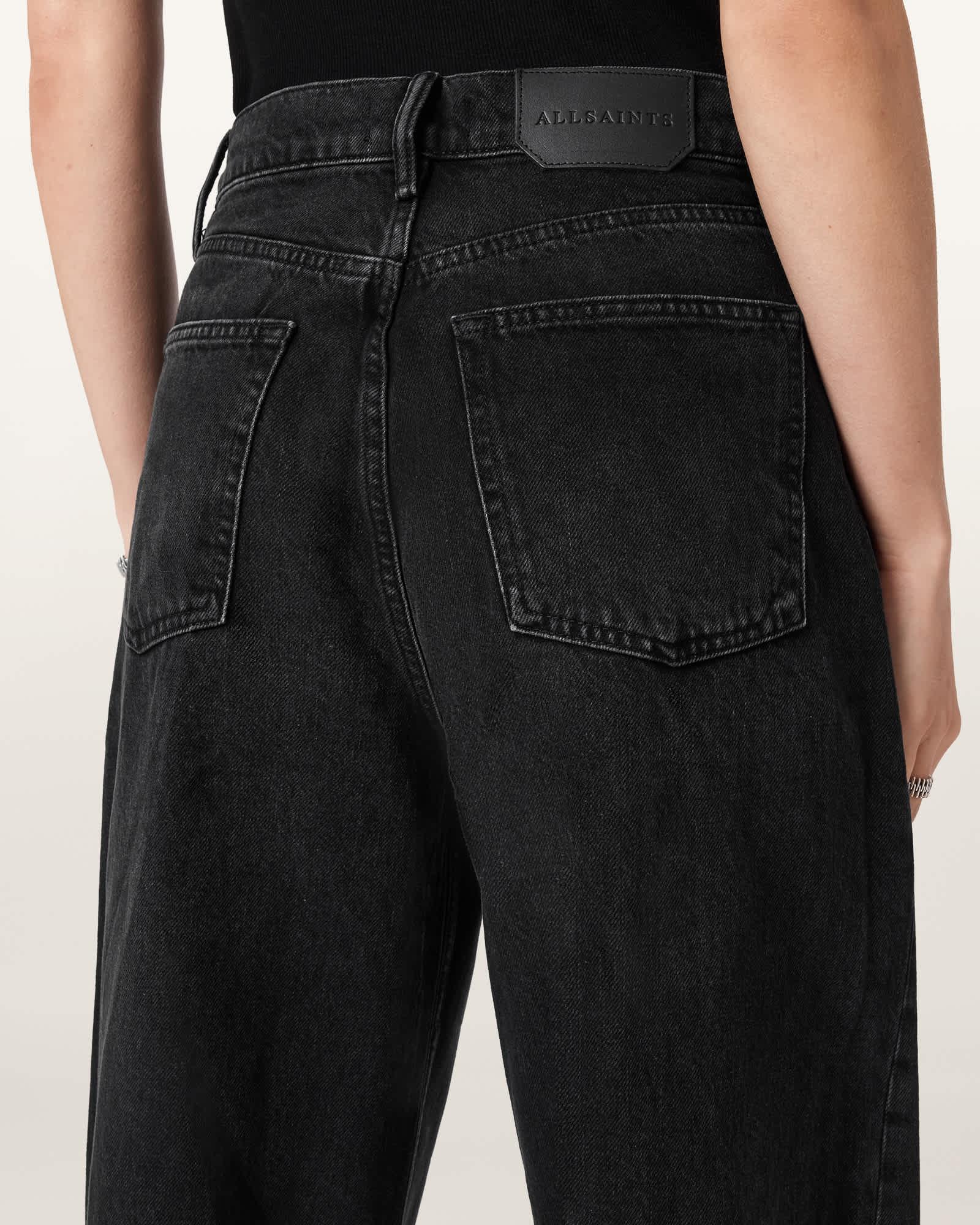 Aki Mid Rise Crossover Jeans Washed Black | ALLSAINTS US Product Image