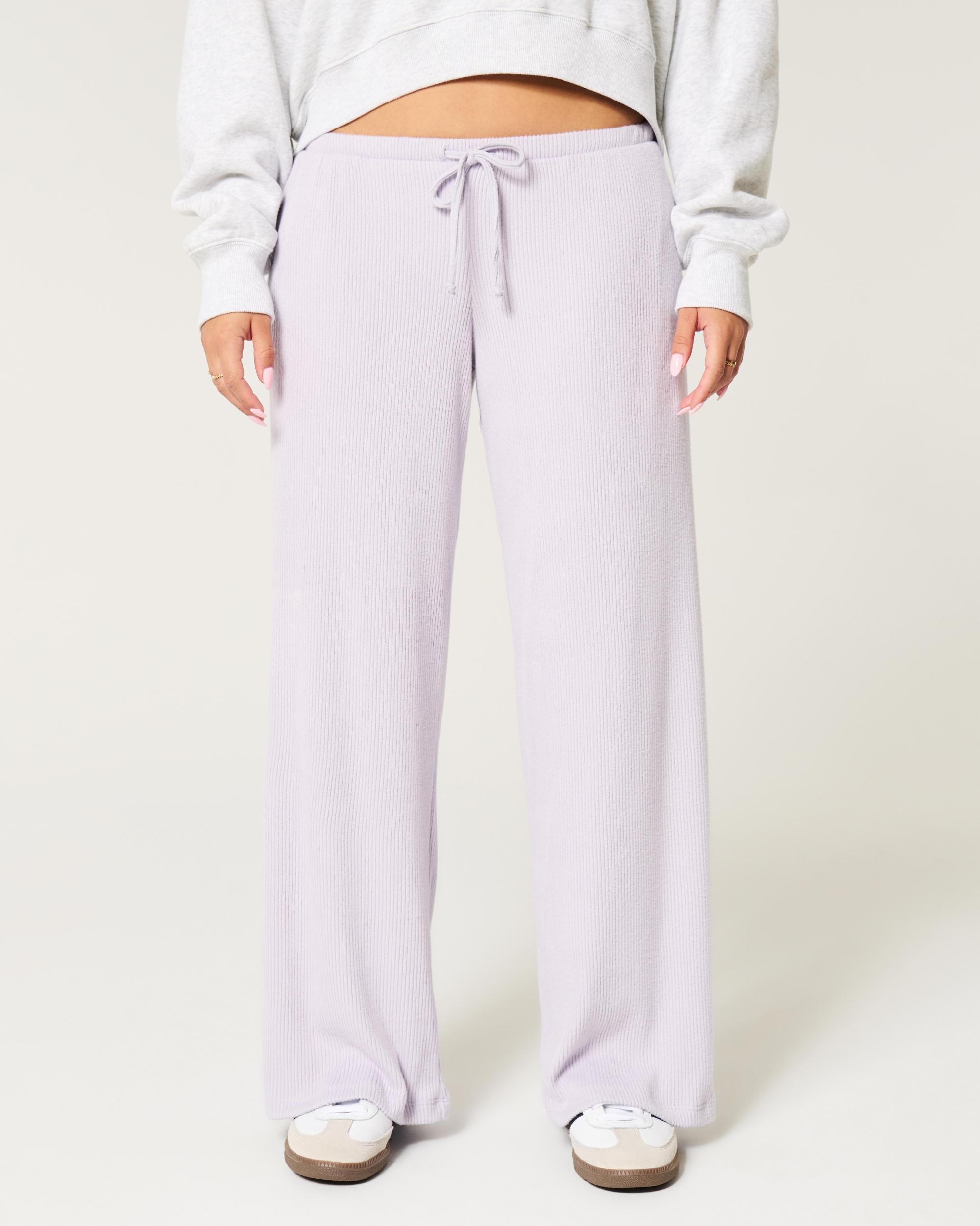 Cozy Ribbed Drawstring Baggy Pants Product Image