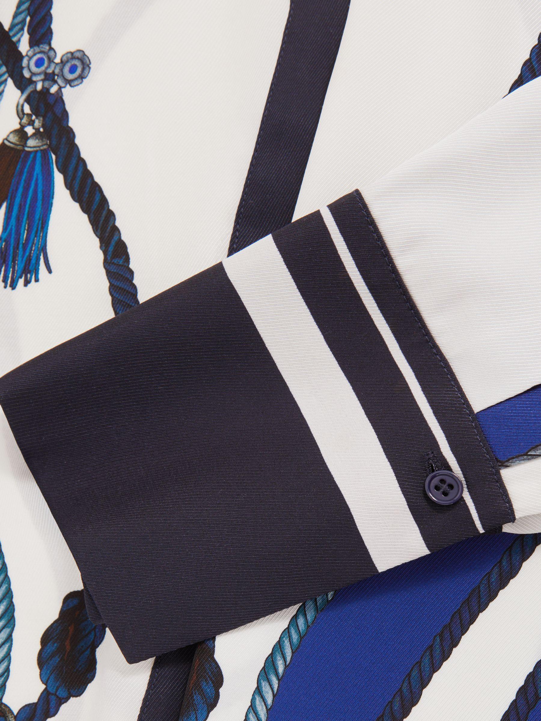 Scarf Print Colourblock Shirt in Navy Product Image