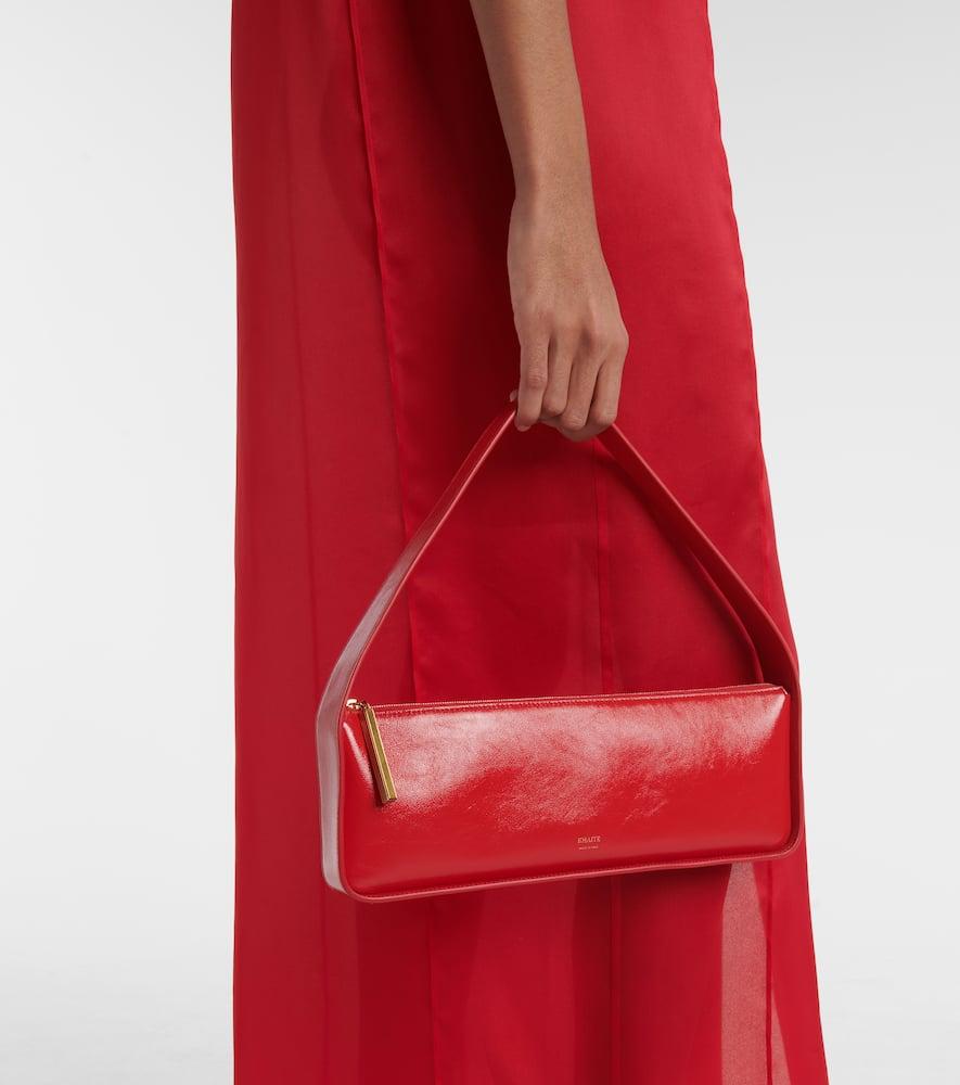 KHAITE Lori Crackle Patent Leather Shoulder Bag In Red Product Image