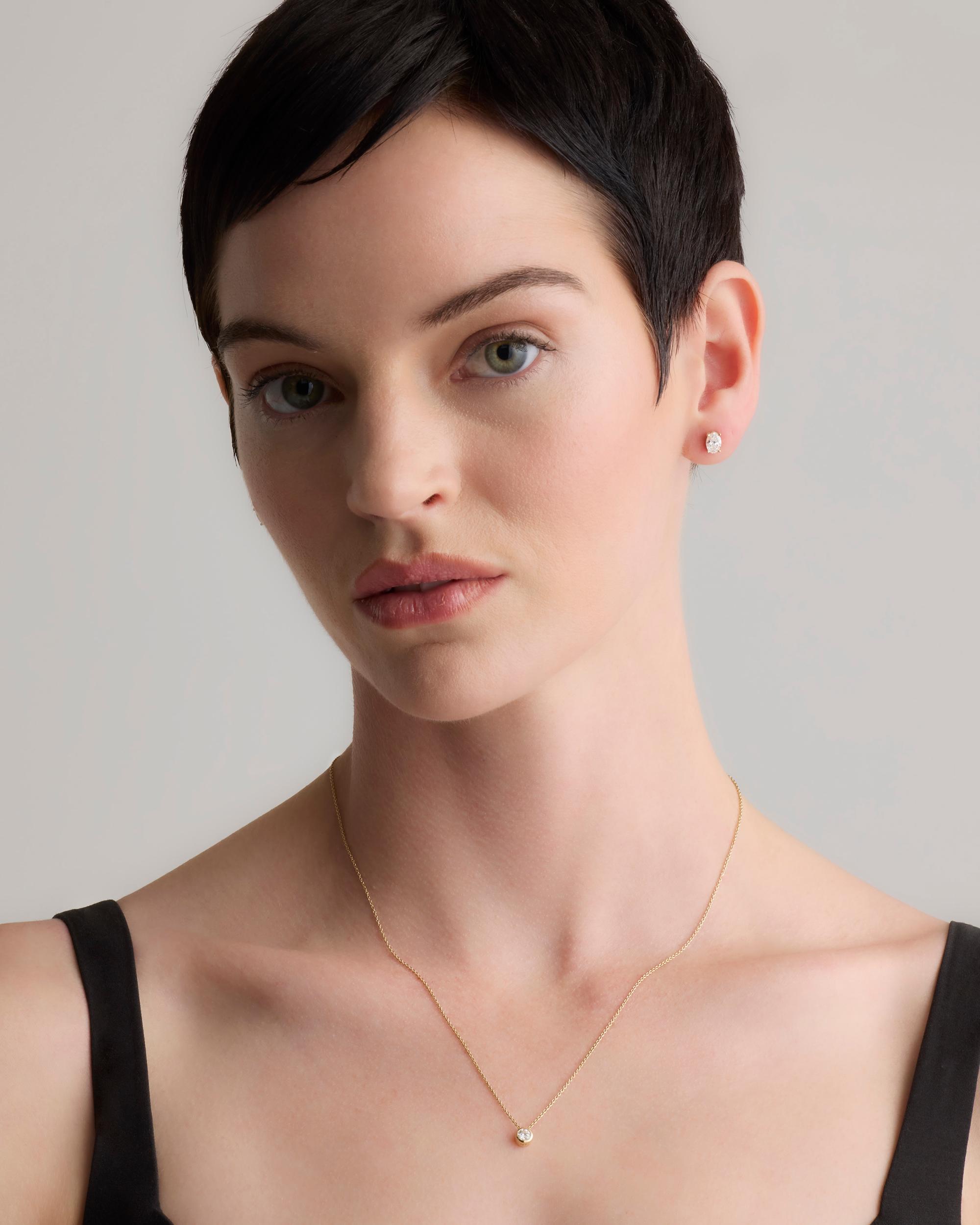 Quince | Women's 14k Gold Lab Grown Diamond Oval Solitaire Studs Product Image