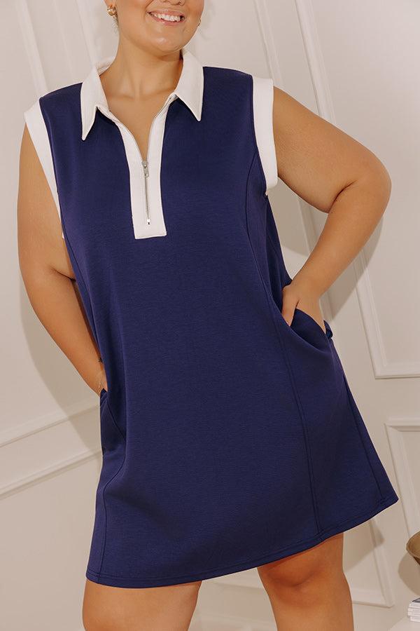 Beach House Brunch Mini Dress in Navy Curves Product Image