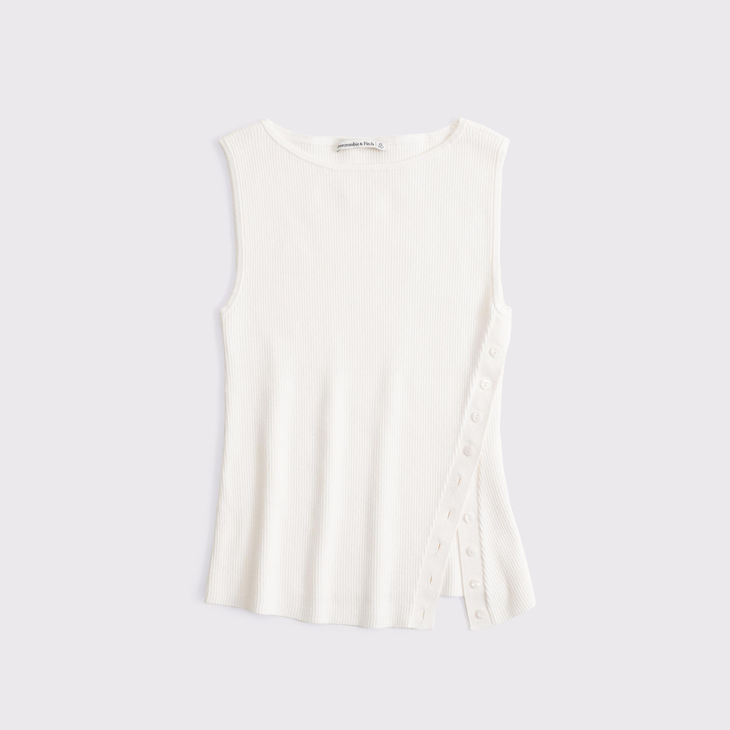 Asymmetrical Button Sweater Tank Product Image