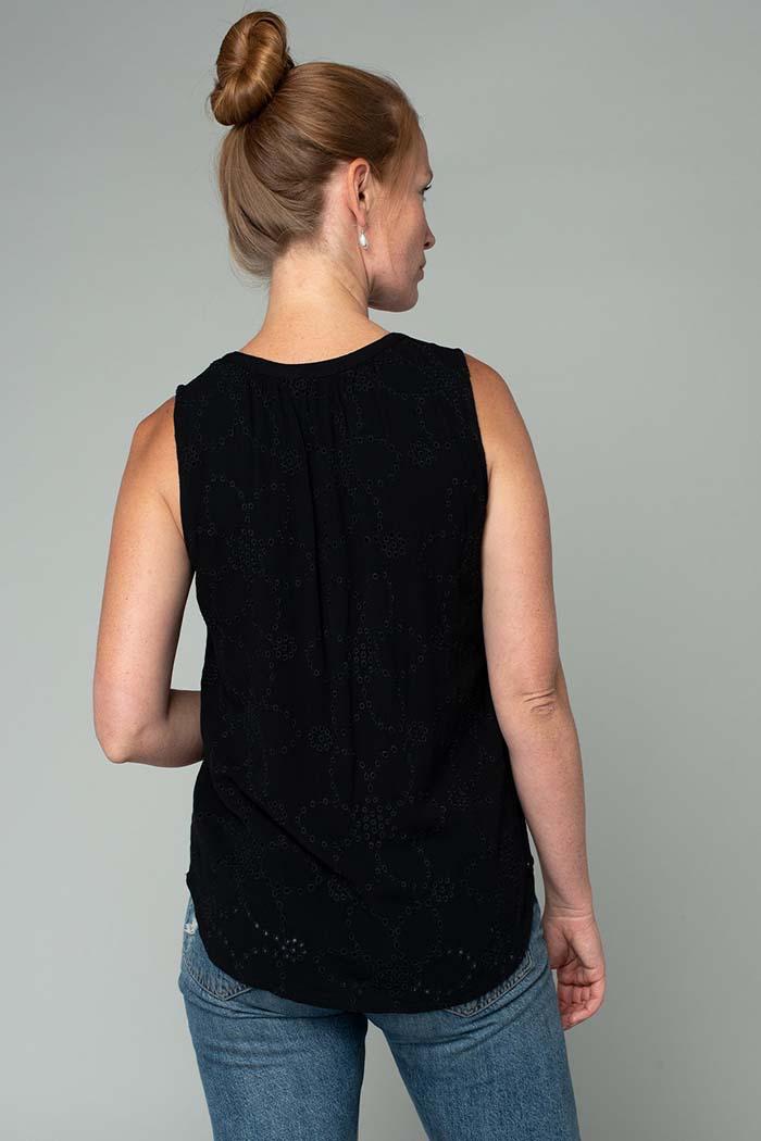 Sleeveless Eyelet Tie Front Tank Top Product Image