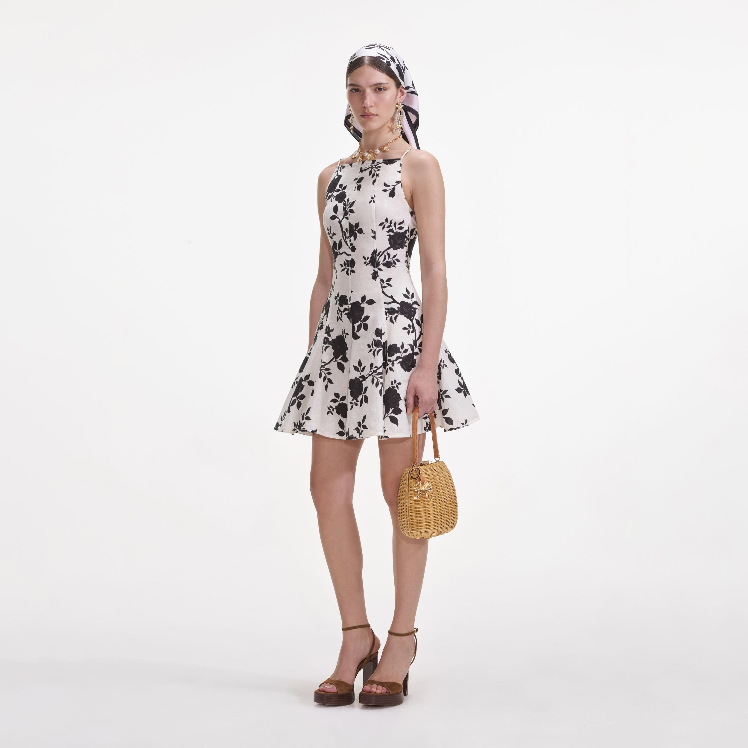 Floral Print Linen Mini Dress Product Image
