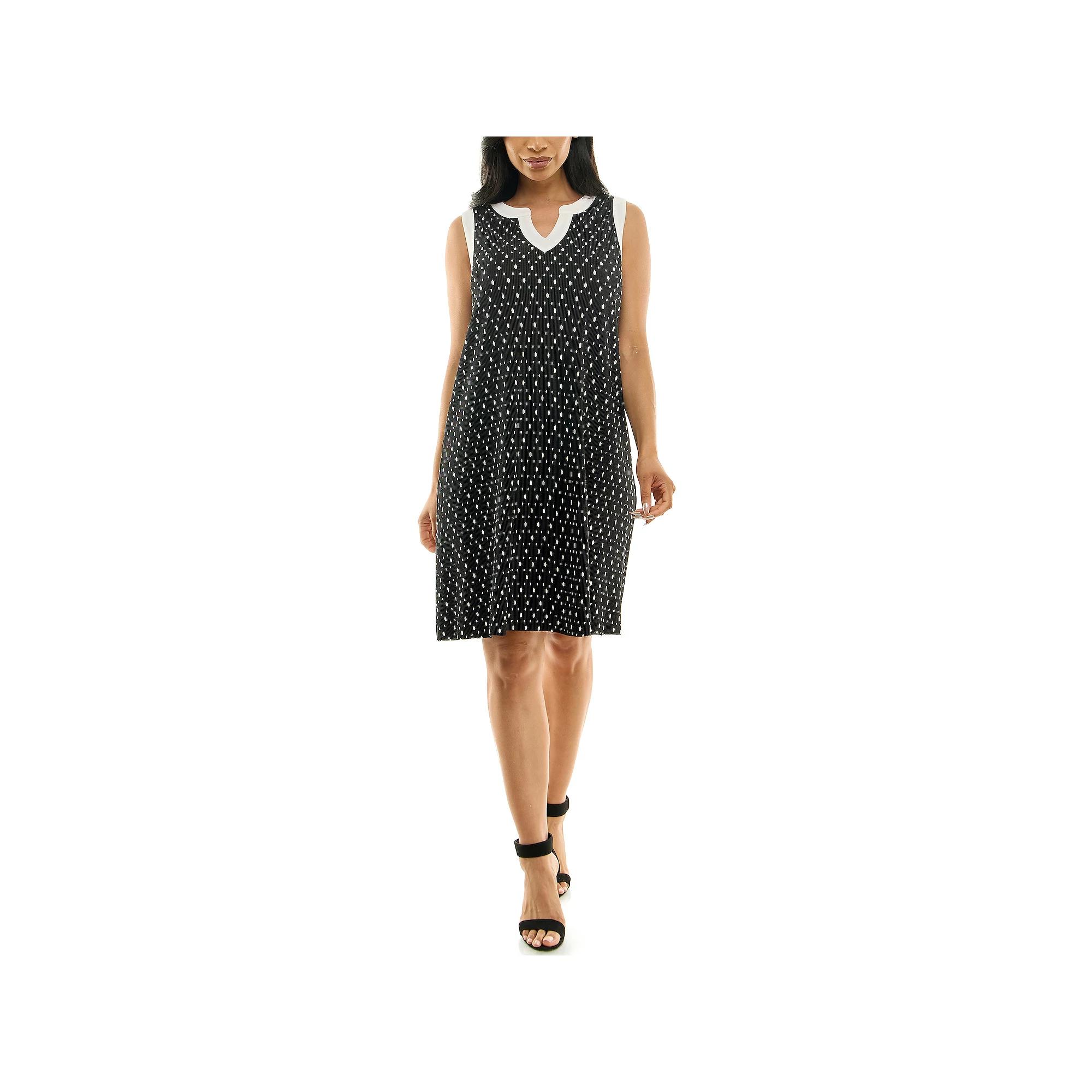 Women's Nina Leonard Bodre Float Dress, Size: Medium, Black White Product Image