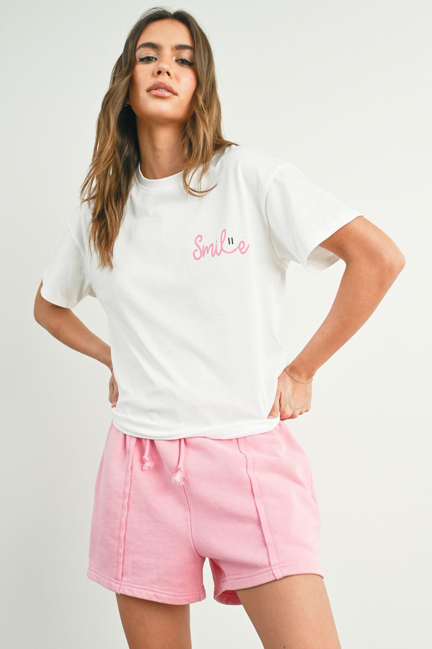 Smile Print T-shirt Product Image