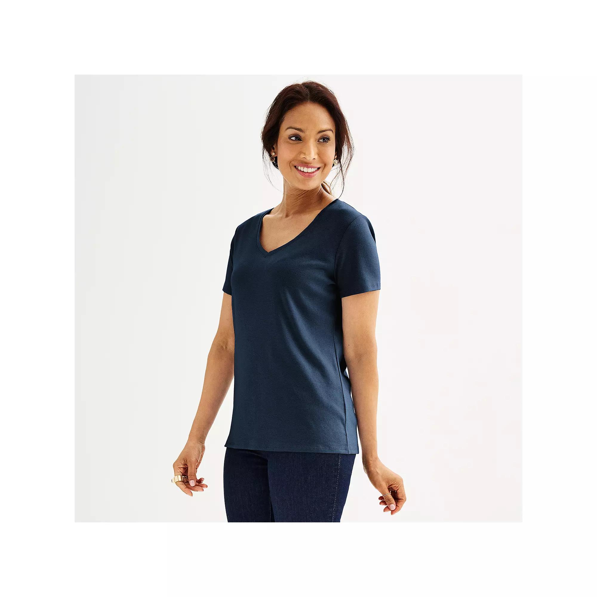 Petite Croft & Barrow® Essential V-Neck Tee, Women's,  Product Image