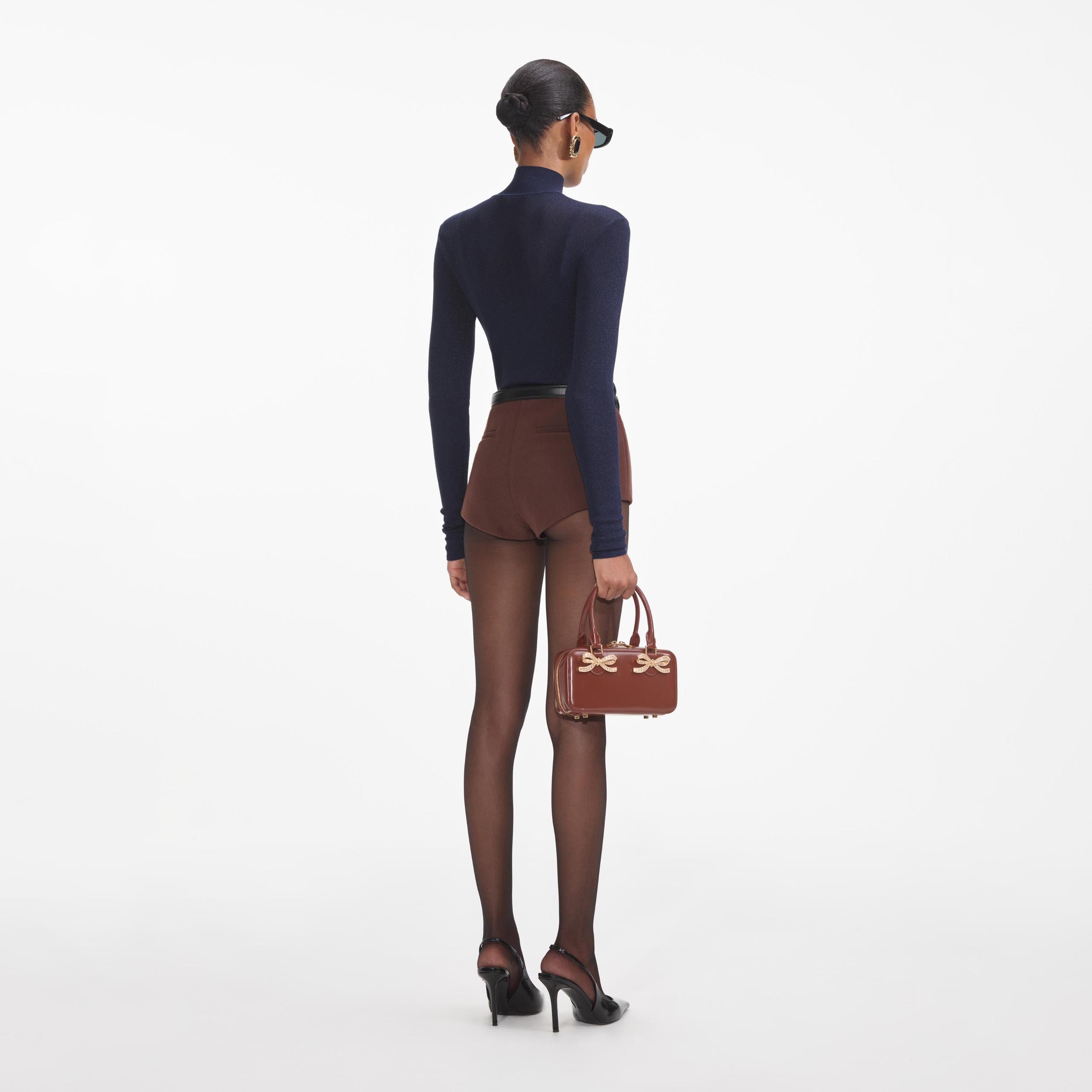 Brown Stretch Crepe Shorts Product Image