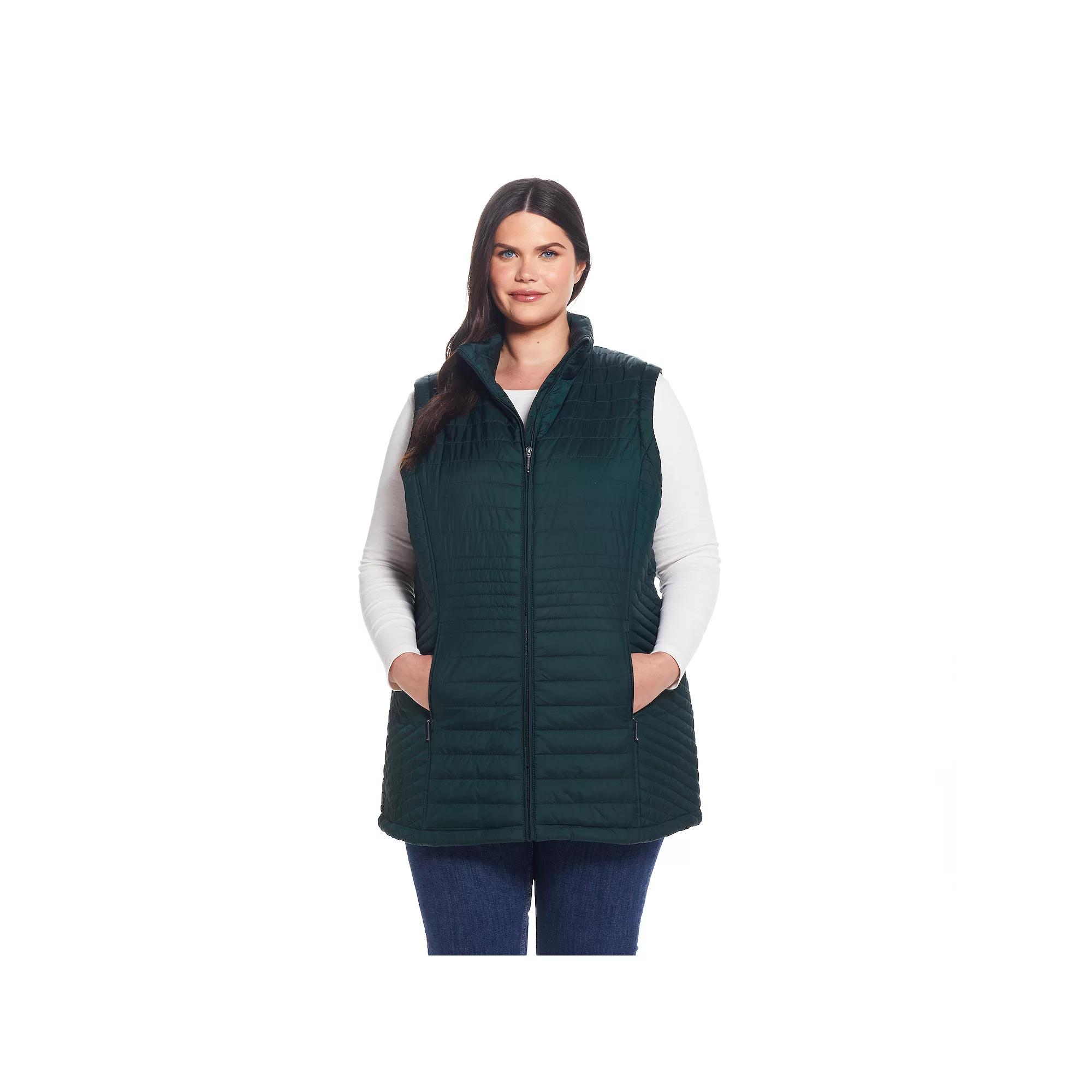 Plus Size Weathercast Channel Quilted Longline Vest, Women's, Size: 2XL, Hunter Product Image