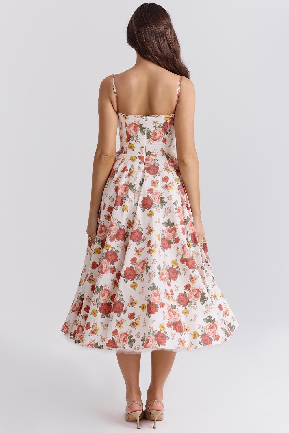 Elizabeth  italian tomato strapless midi sundress Product Image