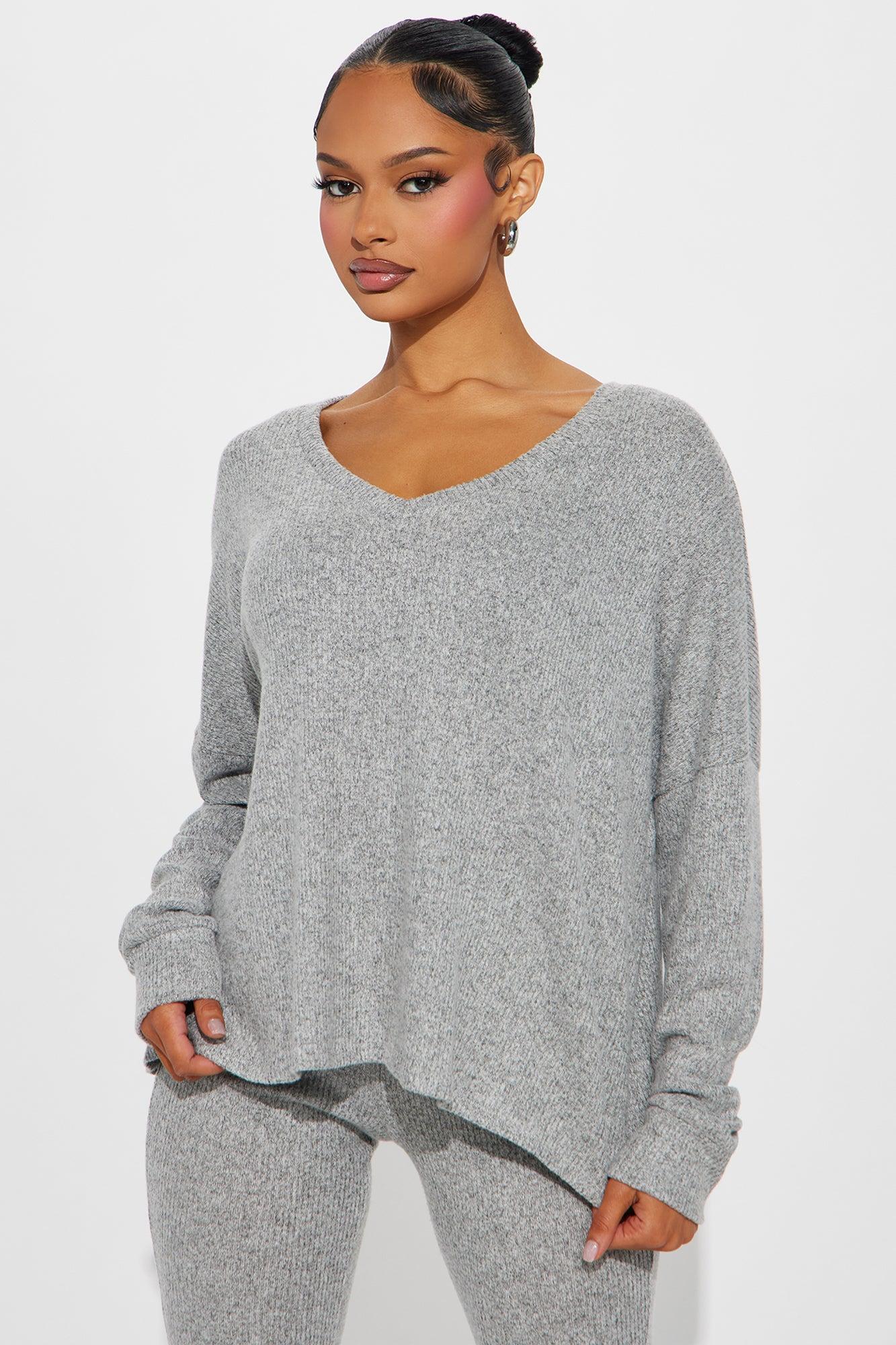 In The Clouds Cozy Pant Set - Heather Grey Product Image