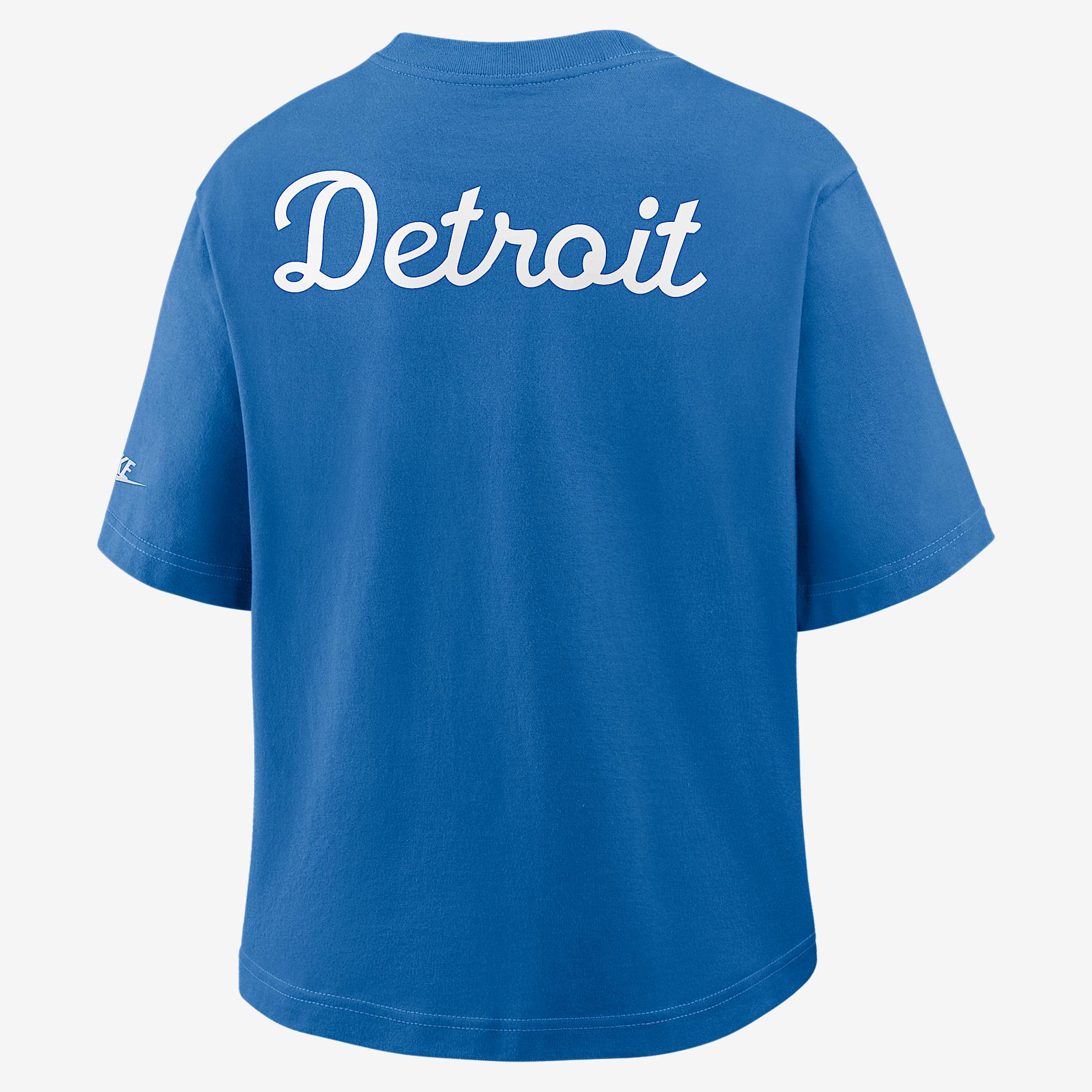 Detroit Lions Rewind Pocket Boxy Nike Womens NFL T-Shirt | 11CM4KR9SV-WZ9 Product Image