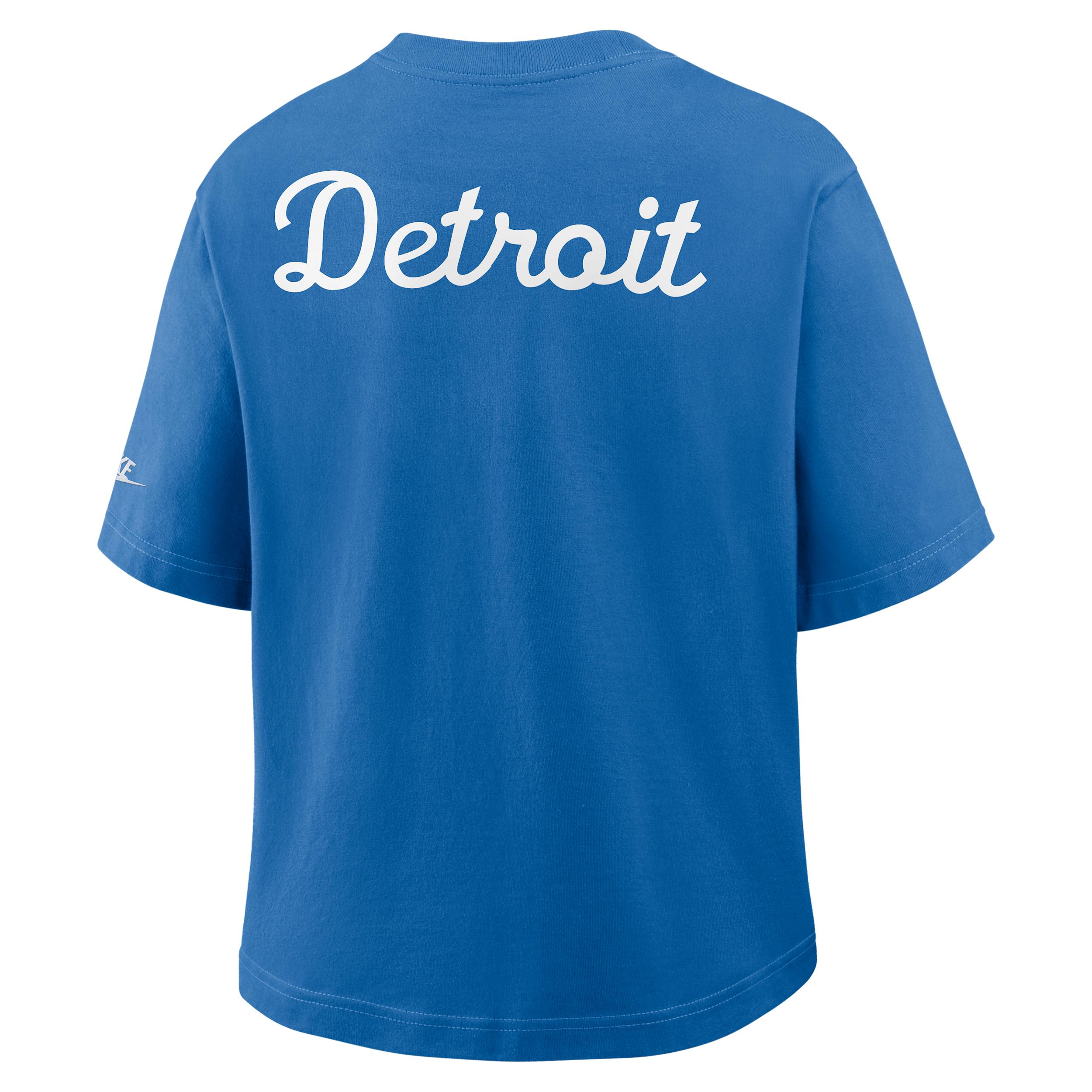 Detroit Lions Rewind Pocket Boxy Nike Womens NFL T-Shirt | 11CM4KR9SV-WZ9 Product Image