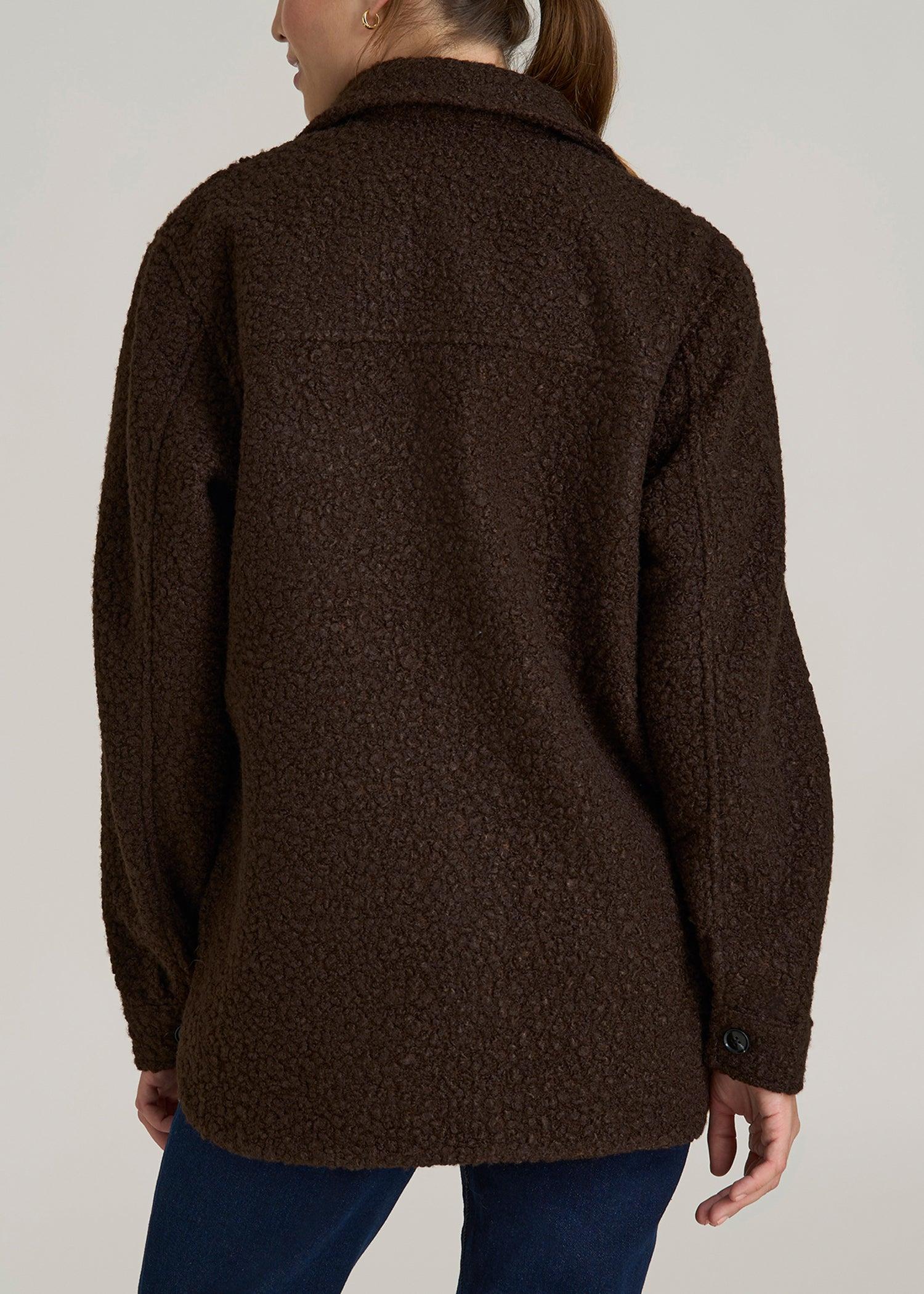 Relaxed Boucle Shacket for Tall Women in Espresso Female Product Image
