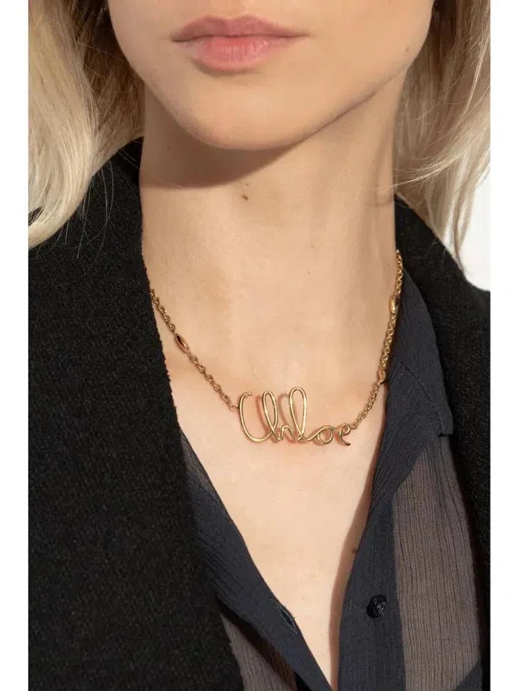CHLOÉ Golden Logo Shells Necklace Product Image