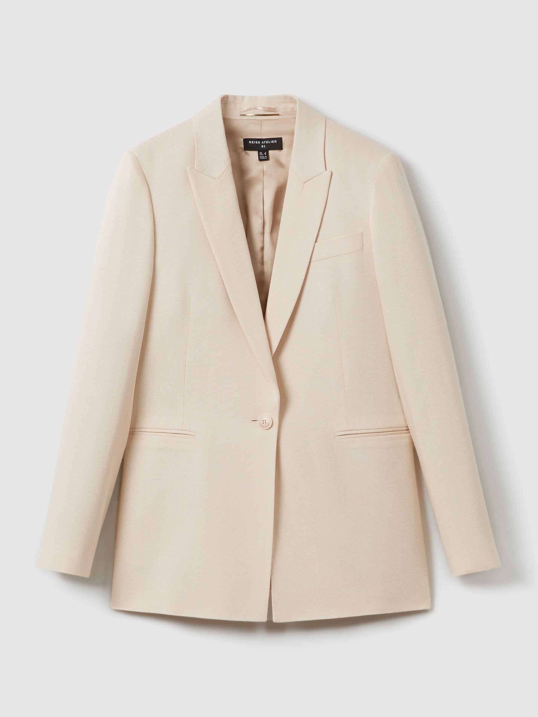 Atelier Italian Textured Single Breasted Suit Blazer in Blush Product Image