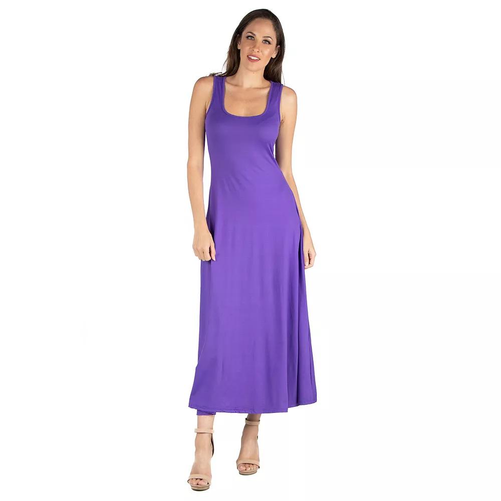 Women's 24seven Comfort Apparel Fit And Flare A-Line Sleeveless Maxi Dress, Size: 1XL, Purple Product Image
