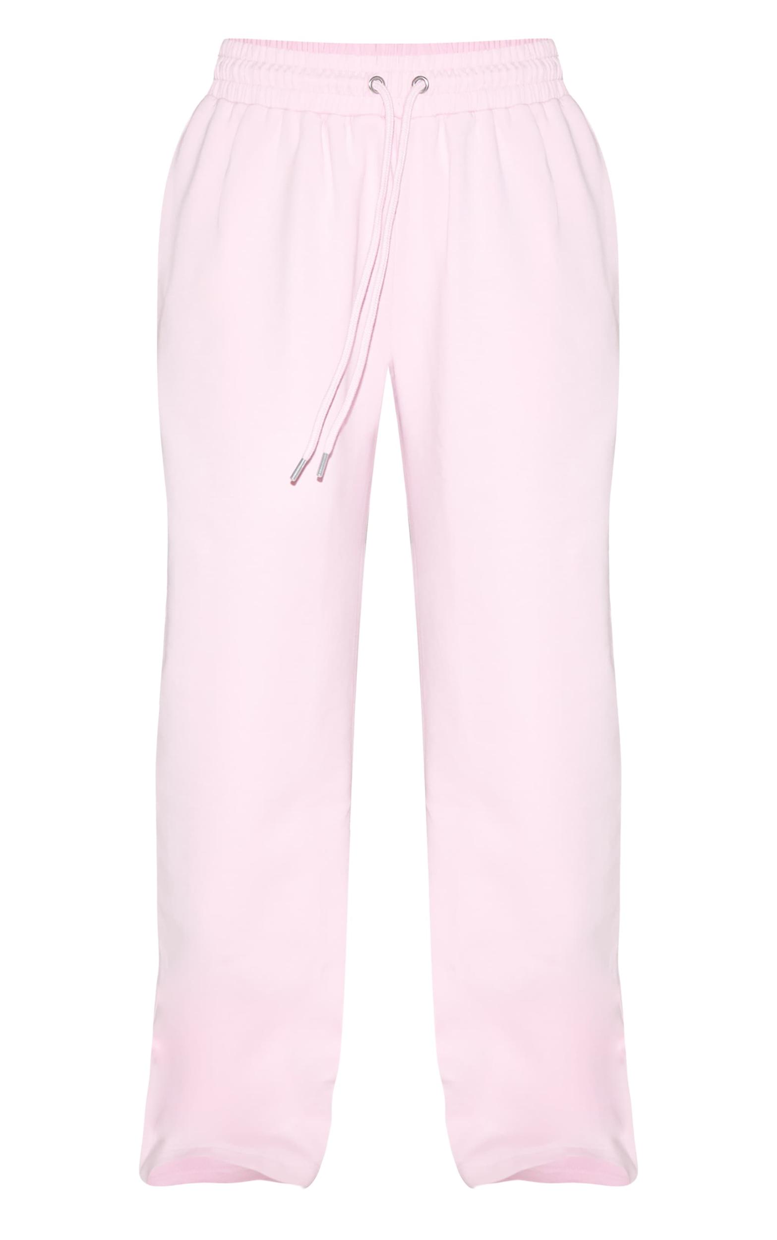 Pink Embroidered Interlock Wide Leg Sweatpant Product Image