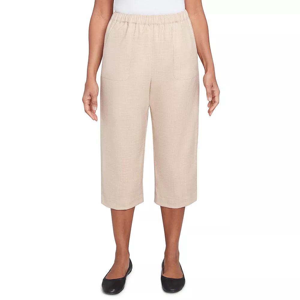 Petite Alfred Dunner Patch Pocket Elastic Waistband Capri Pants, Women's, Size: 14 Petite, Linen Product Image