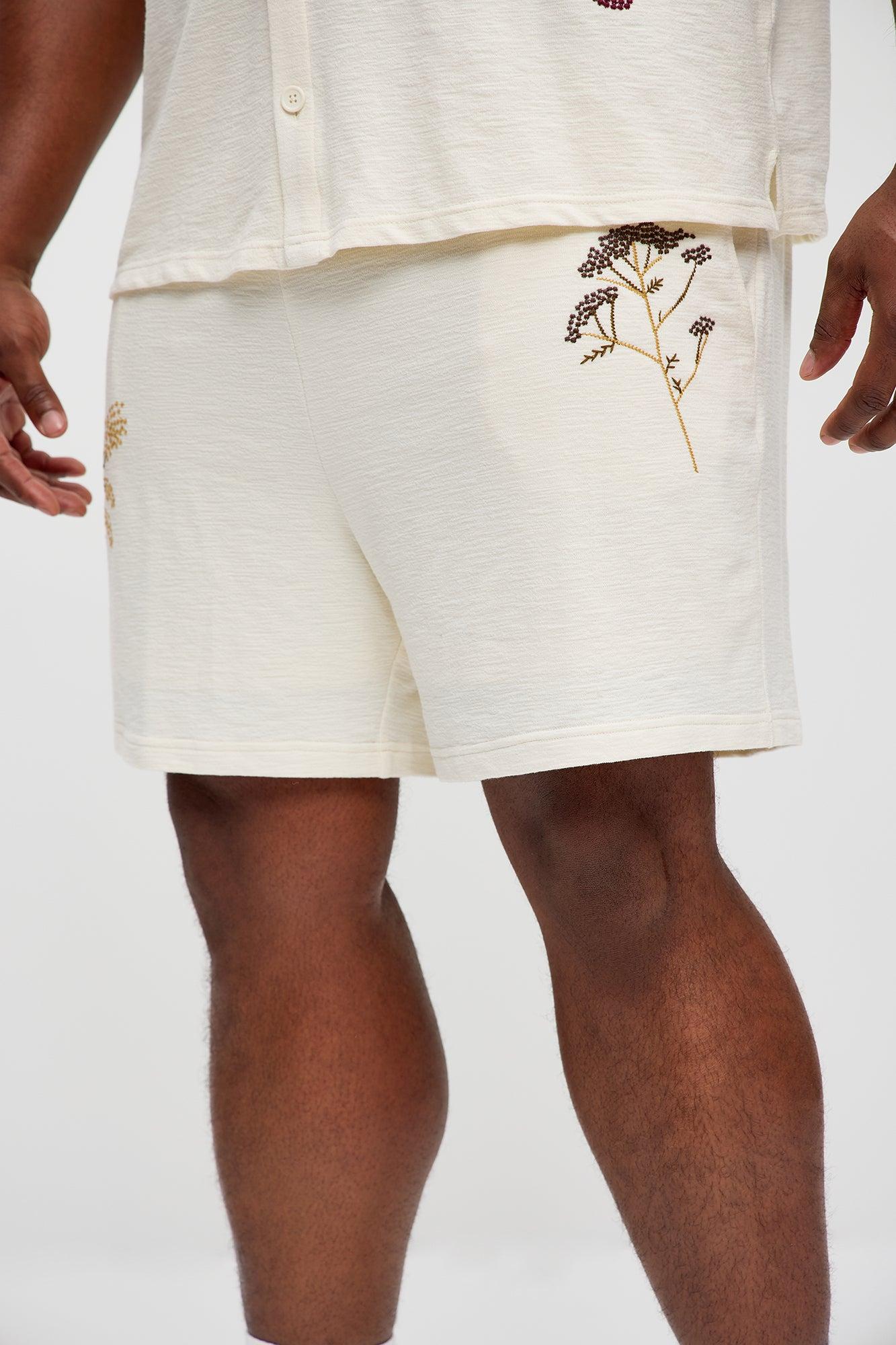 Berries And Blooms Embroidered Shorts - Cream Product Image