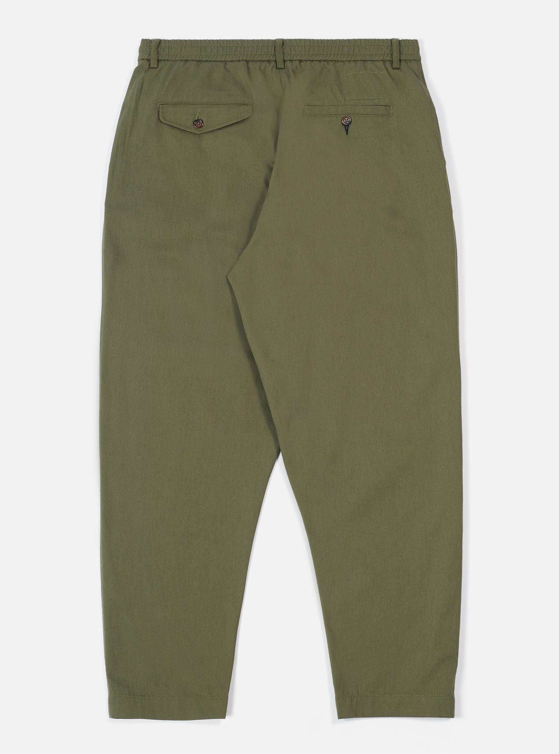 Light Olive Twill Pleated Track Pant Product Image