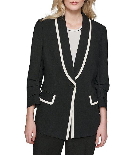 KARL LAGERFELD PARIS Stretch Contrast Trim Long Sleeve Jacket Product Image