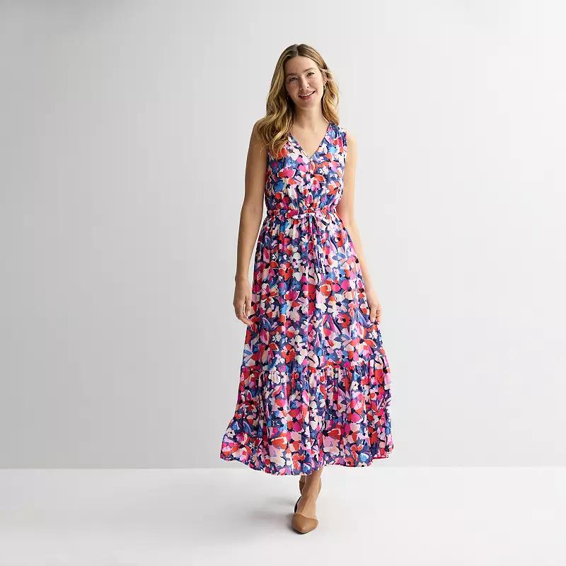Women's Sonoma Goods For Life® Femme Button Bodice Maxi Dress, Size: XS, Blue Pink Floral Product Image
