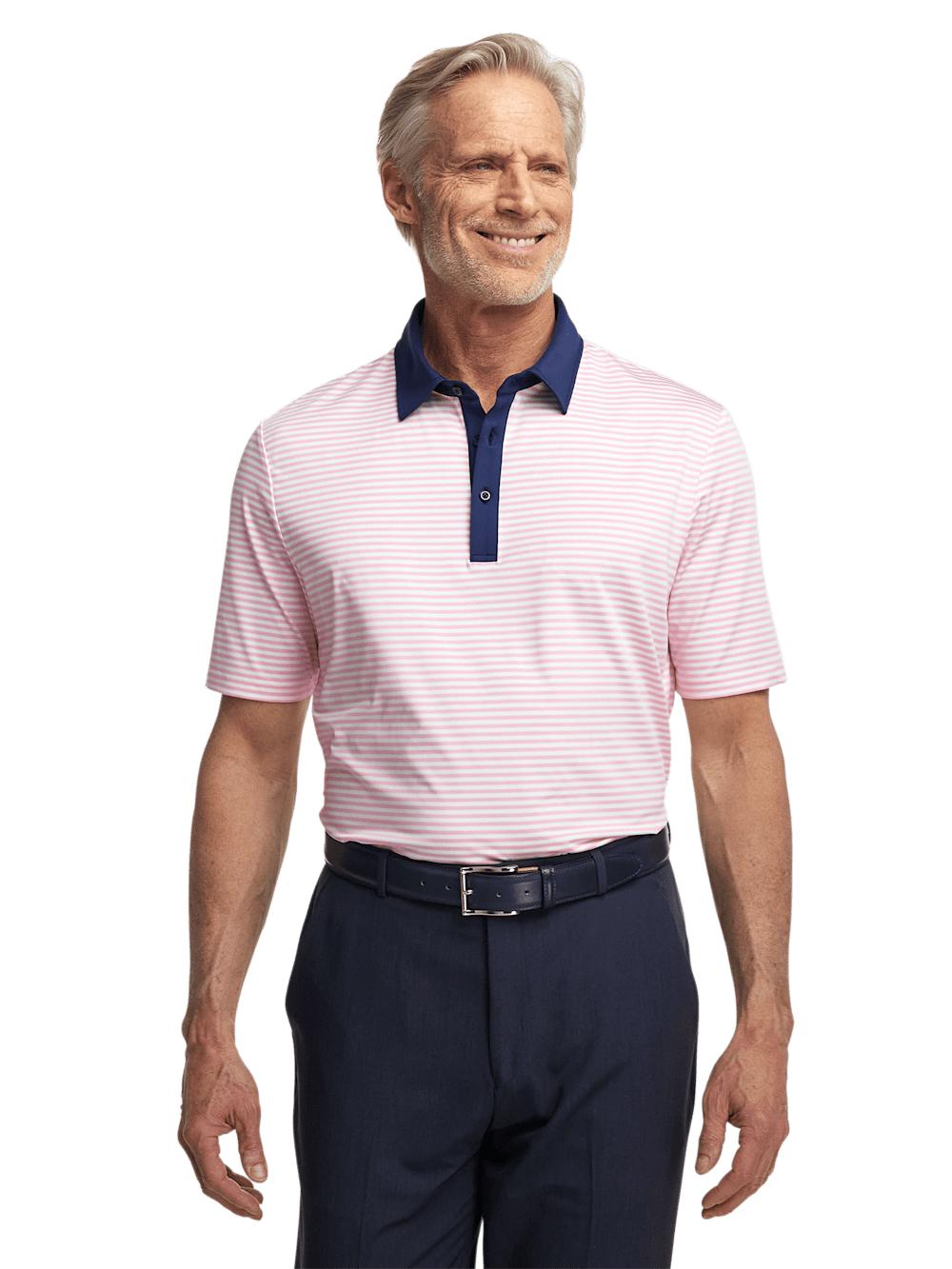 Performance Blend Three Button Polo - Pink Product Image
