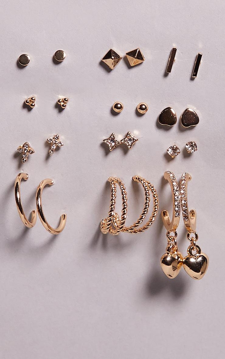 Gold Heart Stud And Hoop Multipack Earrings Product Image